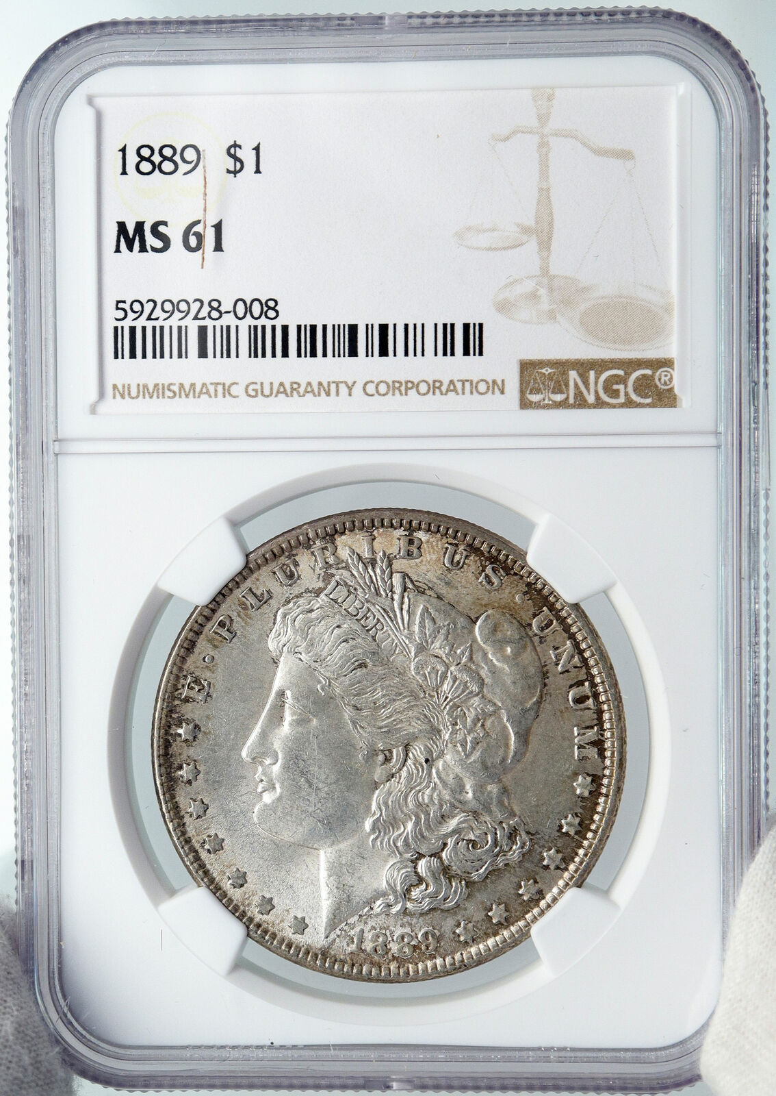 1889 P UNITED STATES of America SILVER Morgan US Dollar Coin EAGLE NGC i89172