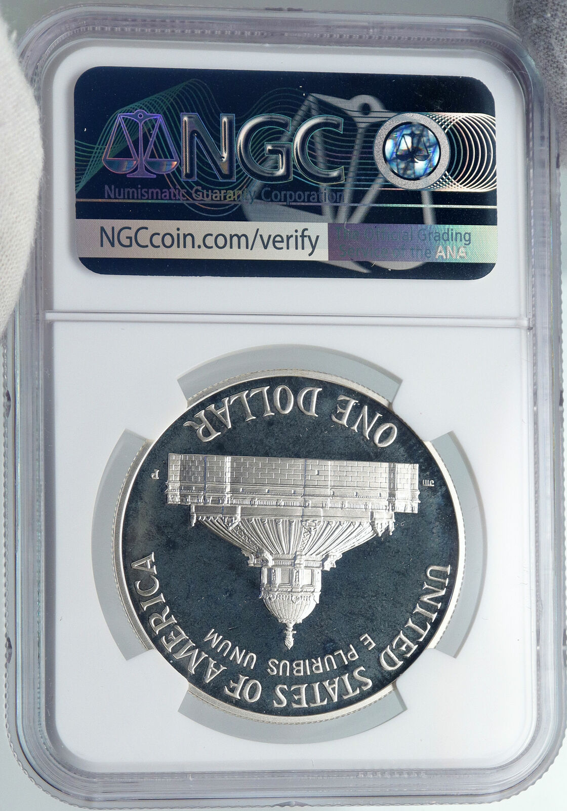 2000 UNITED STATES US Library of Congress TORCH & BOOKS Silver $ Coin NGC i89170