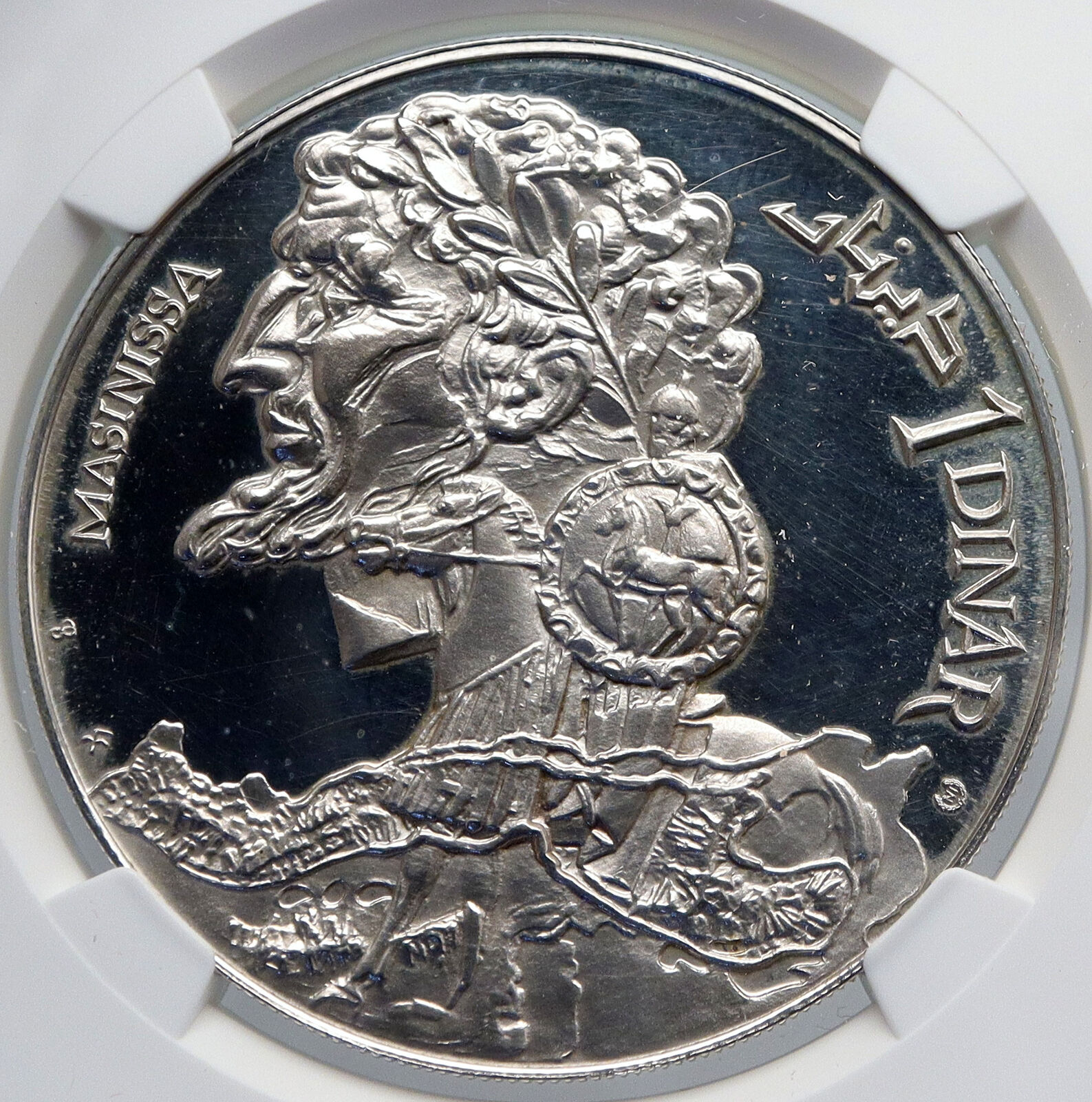 1969 TUNISIA History KING NUMIDIA MASINISSA Proof Silver 1 Dinar Coin NGC i89287