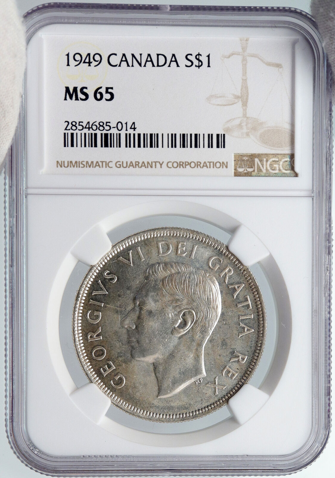 1949 CANADA UK King George VI SHIP Newfoundland Silver Dollar Coin NGC i89284