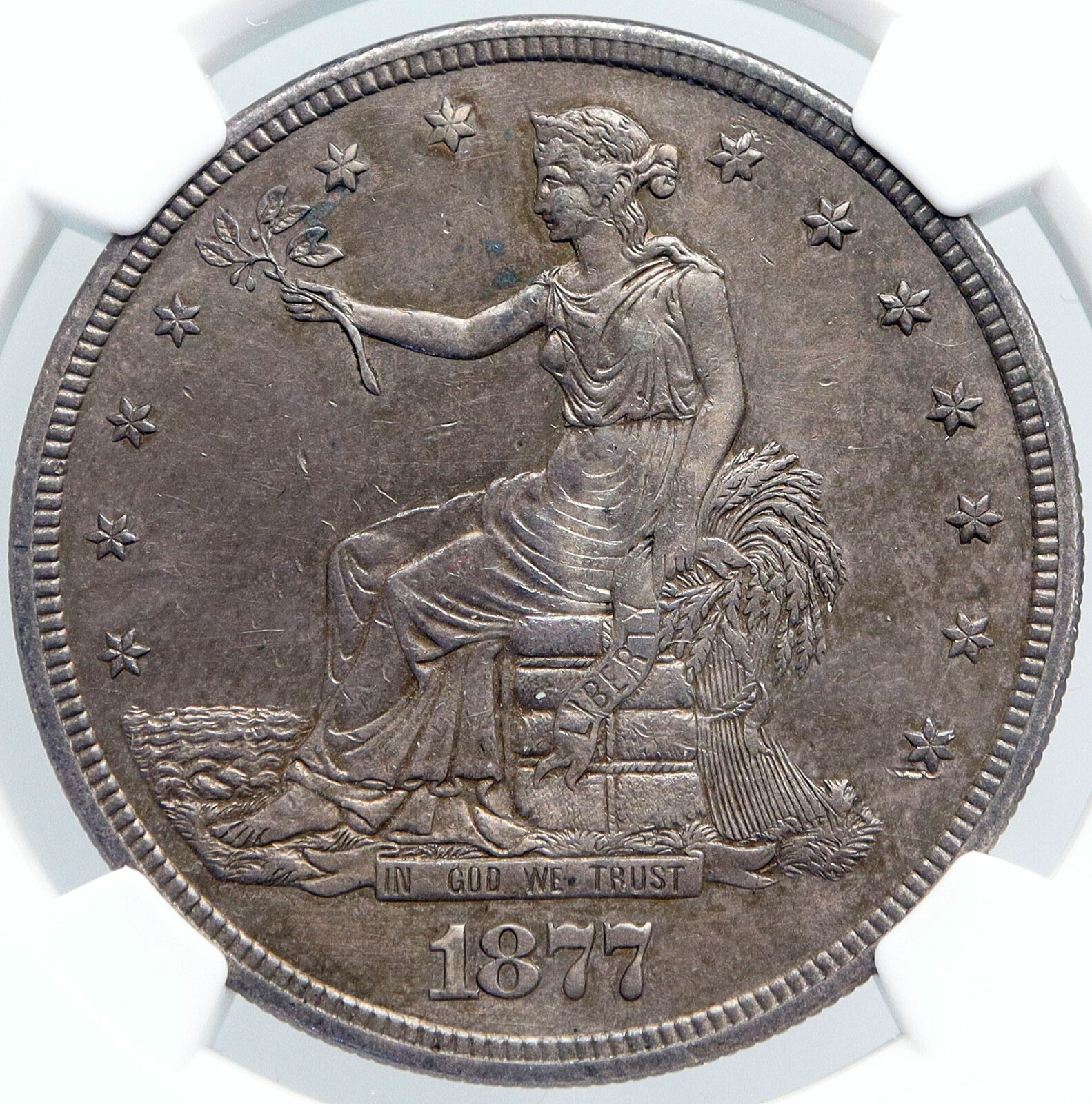 1877 S UNITED STATES of AMERICA US Silver Trade Dollar Coin for CHINA NGC i89186