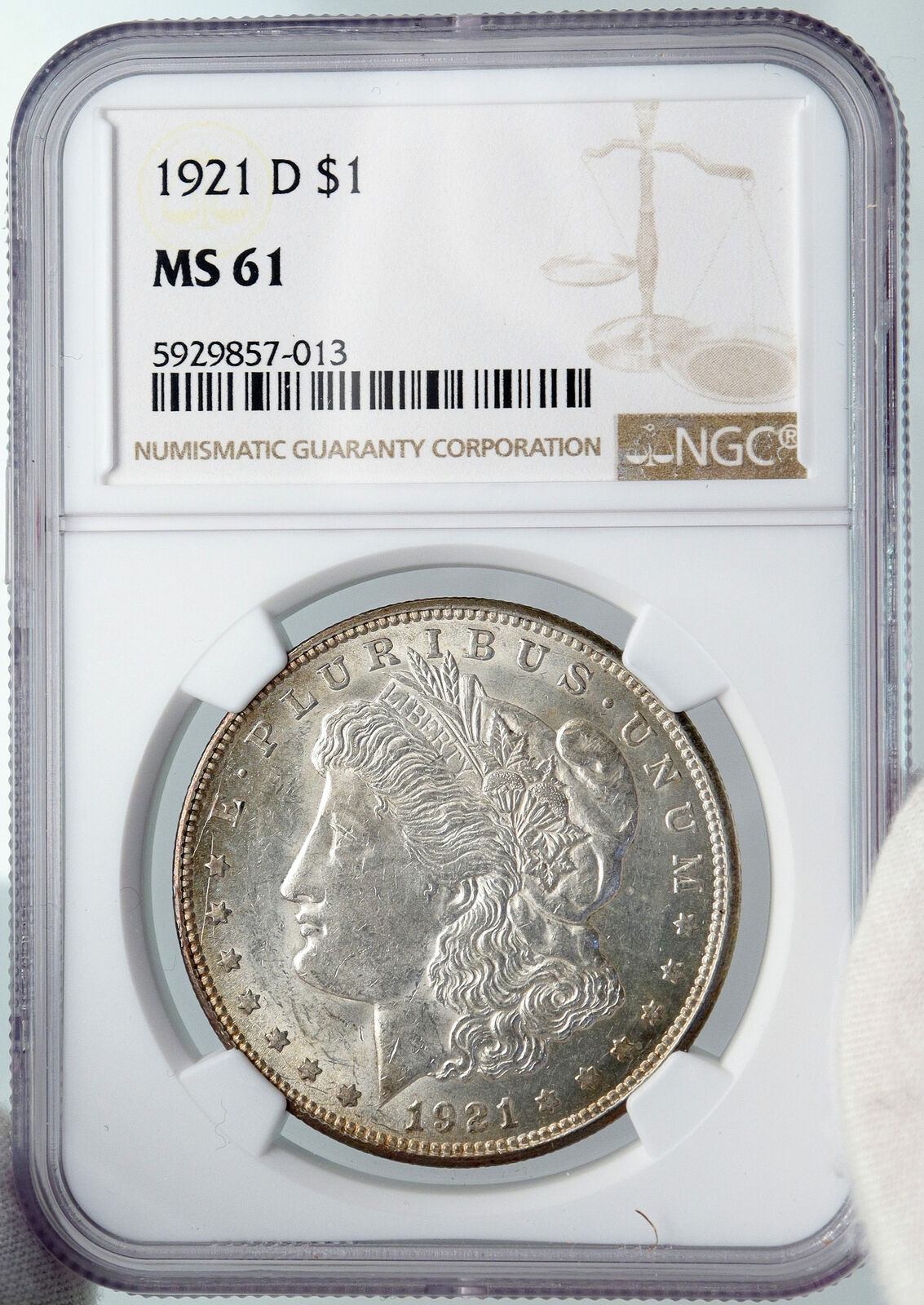 1921 D UNITED STATES of America SILVER Morgan US Dollar Coin EAGLE NGC i89187