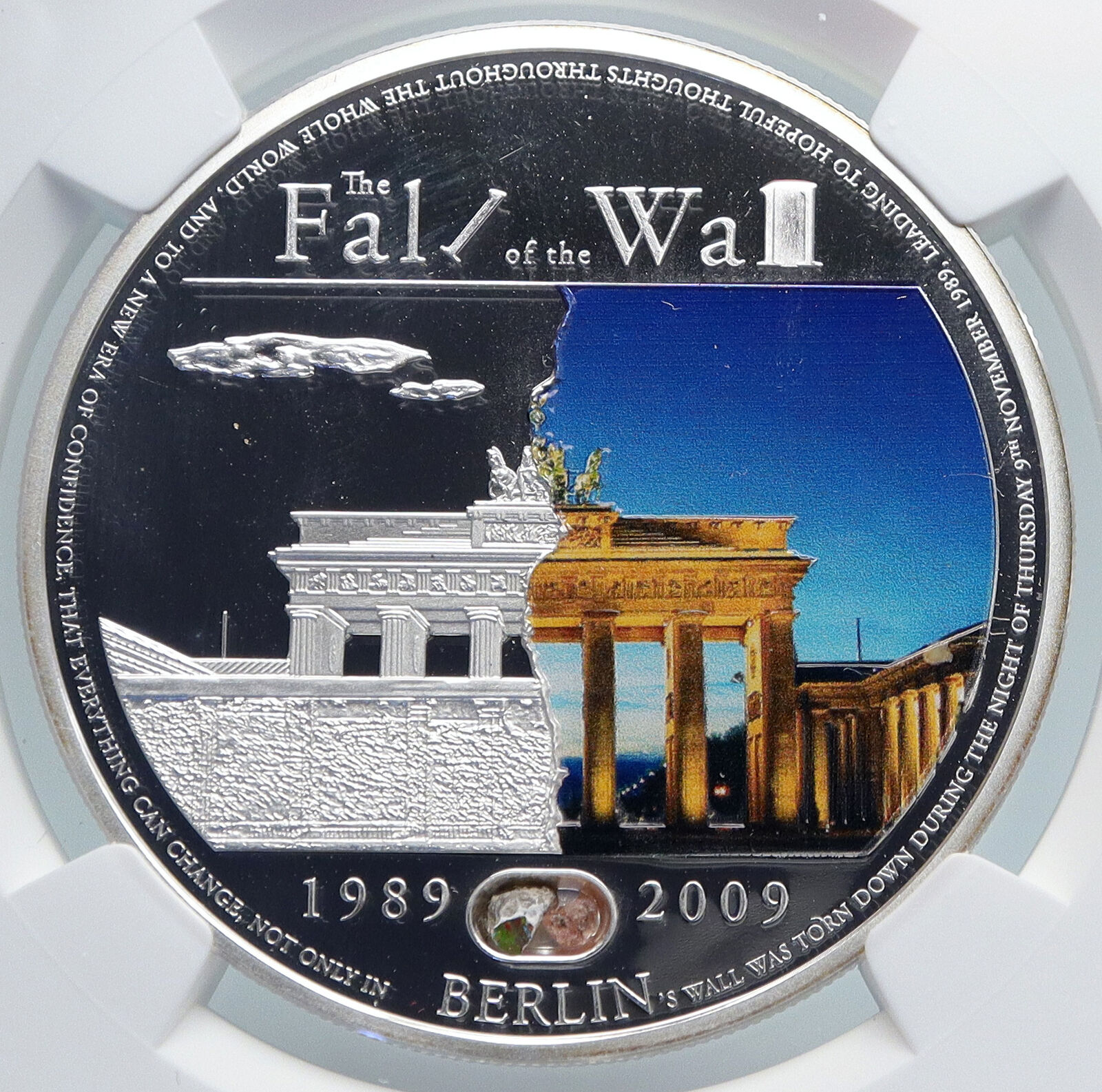 2009 PALAU Wonders BRANDENBURG GATE Berlin Wall FALL PF Silver 5 Coin NGC i89324