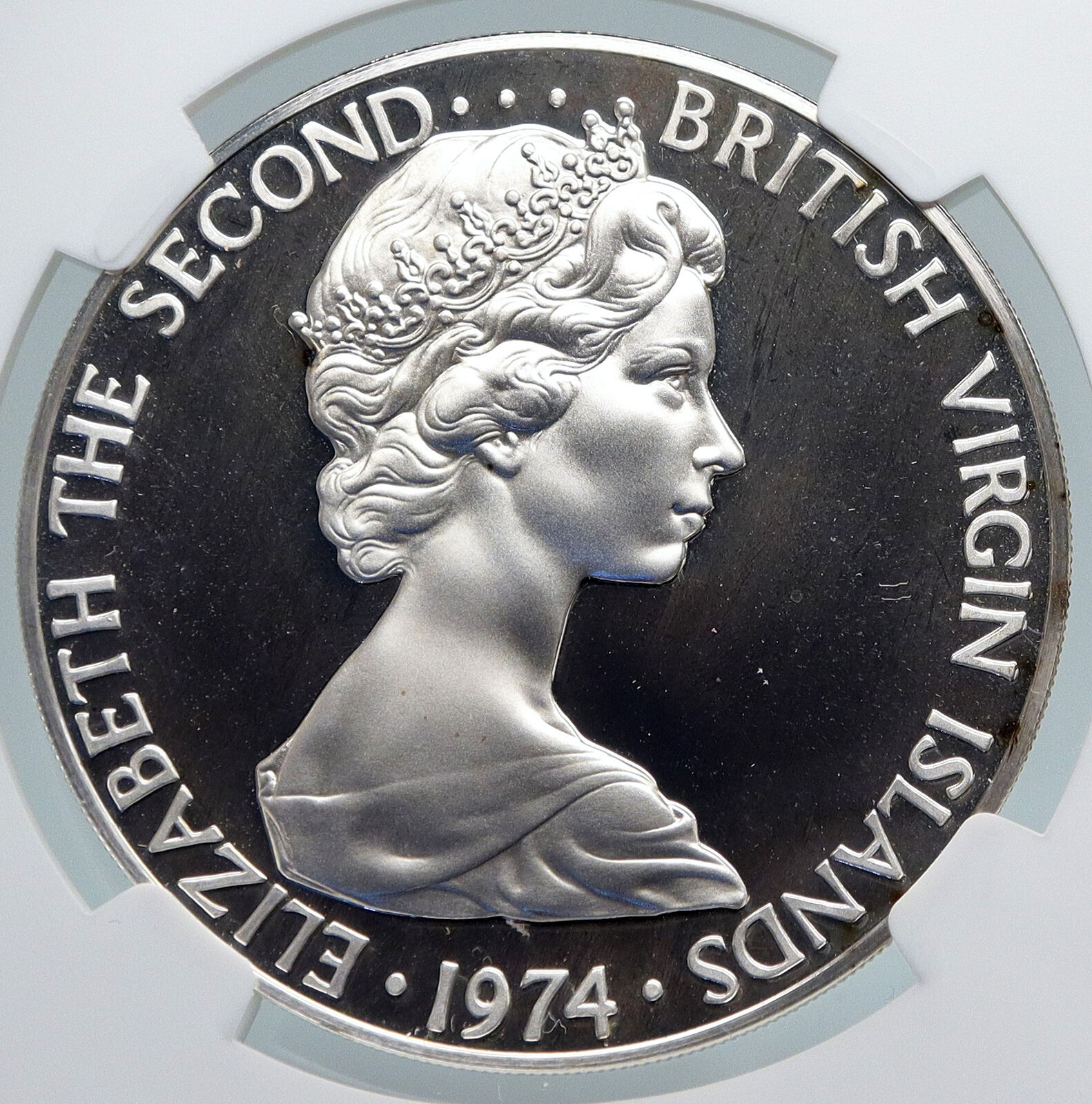 1974 British Virgin Islands Queen Elizabeth II BIRD Proof Silver Coin NGC i89326