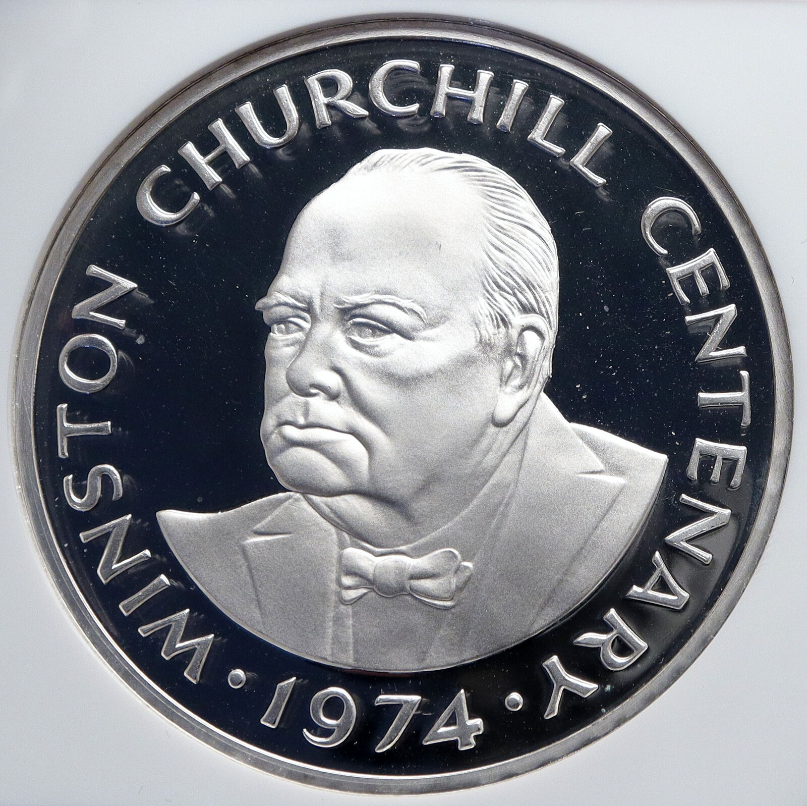 1974 TURKS & CAICOS UK WINSTON CHURCHILL Proof Silver 20 Crown Coin NGC i89302