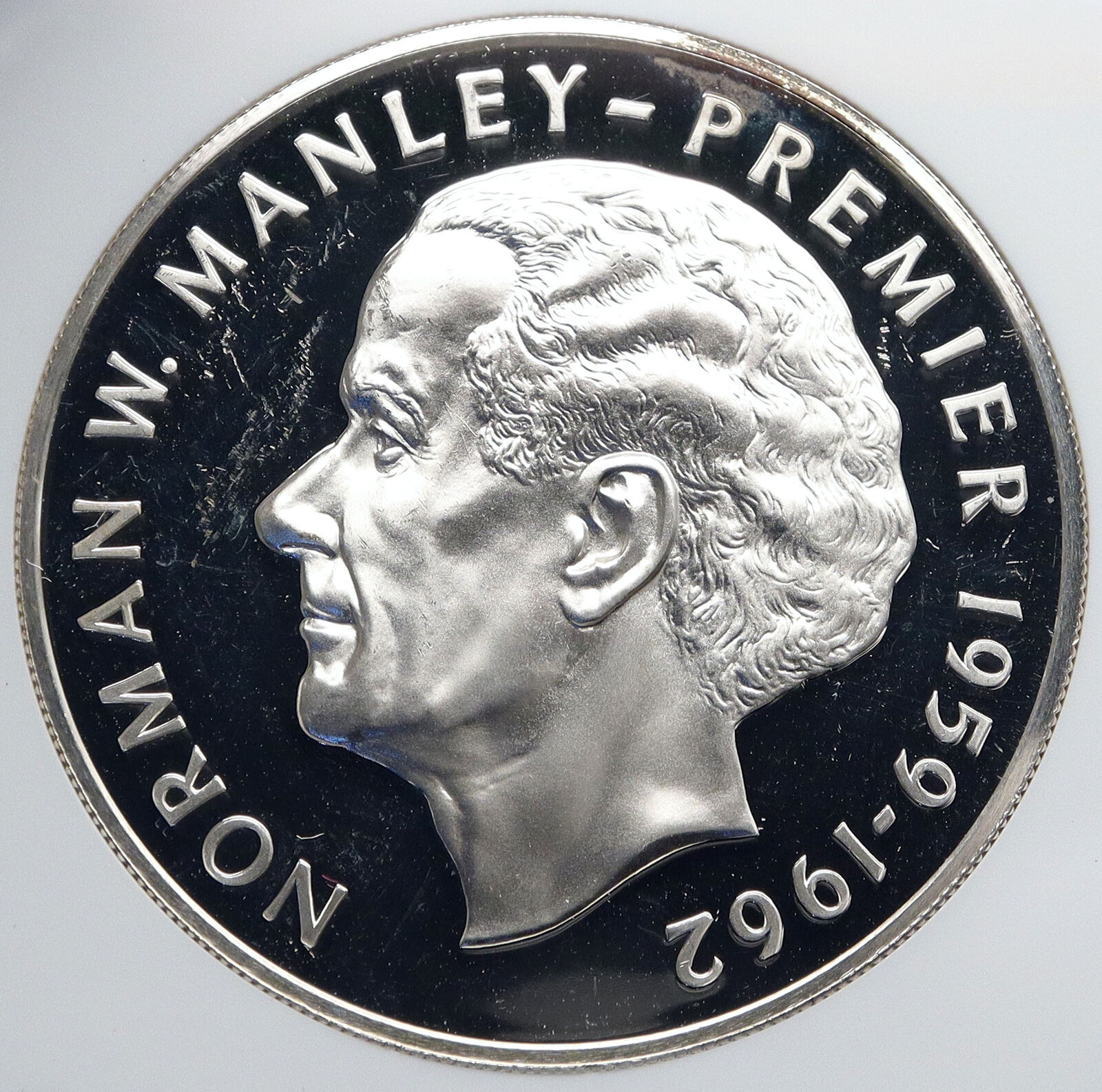 1979 JAMAICA Proof HUGE 4.5cm Premier Norman W Manley Silver $5 Coin NGC i89318