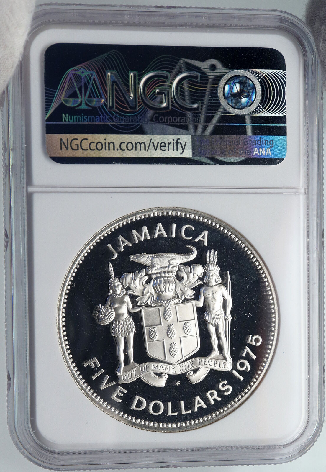 1979 JAMAICA Proof HUGE 4.5cm Premier Norman W Manley Silver $5 Coin NGC i89318