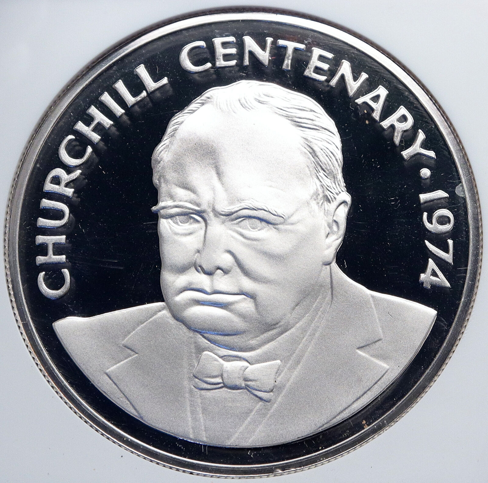 1974 CAYMAN ISLANDS 100 Years WINSTON CHURCHILL Proof Silver $25 Coin NGC i89301