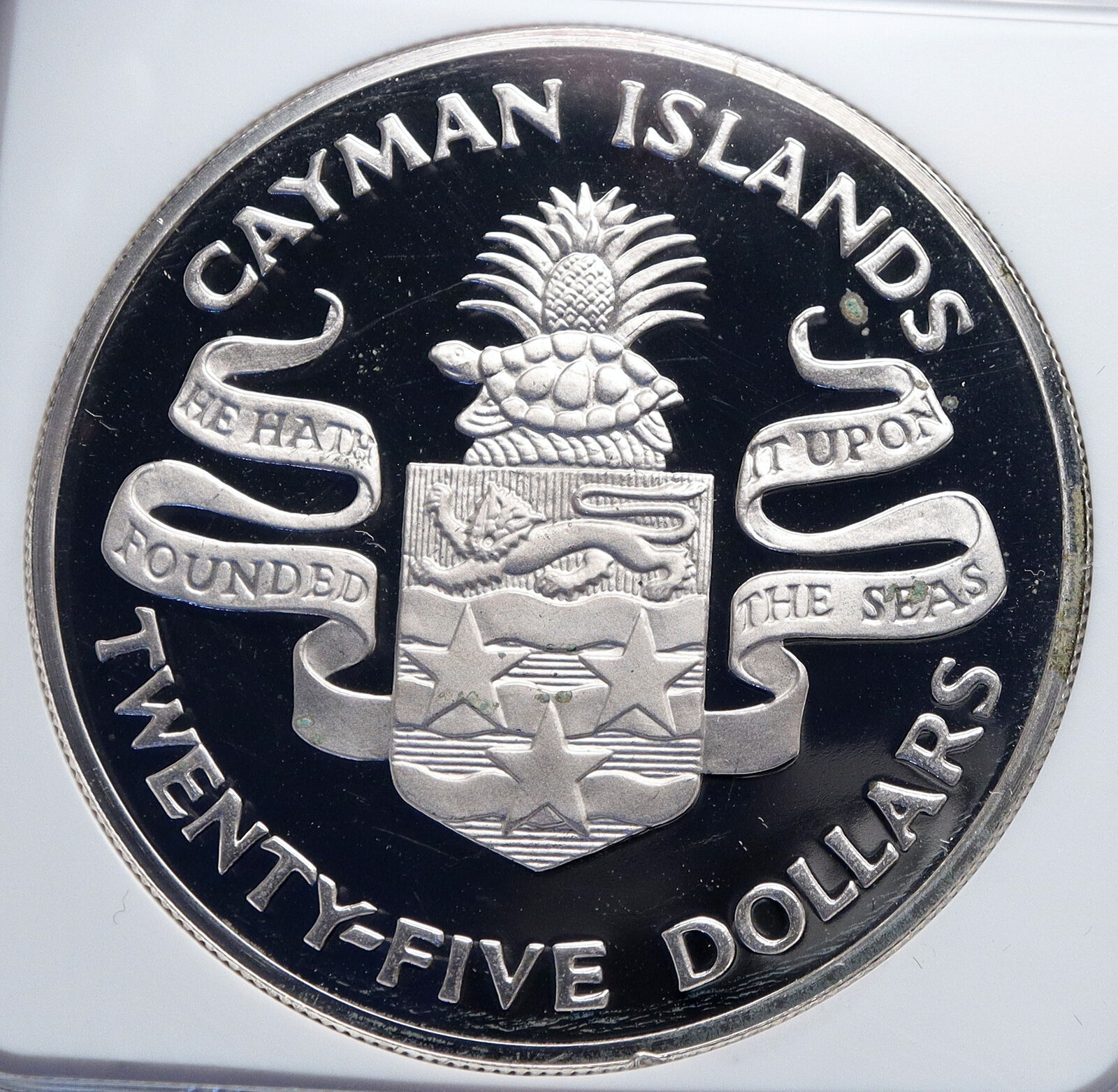 1974 CAYMAN ISLANDS 100 Years WINSTON CHURCHILL Proof Silver $25 Coin NGC i89301