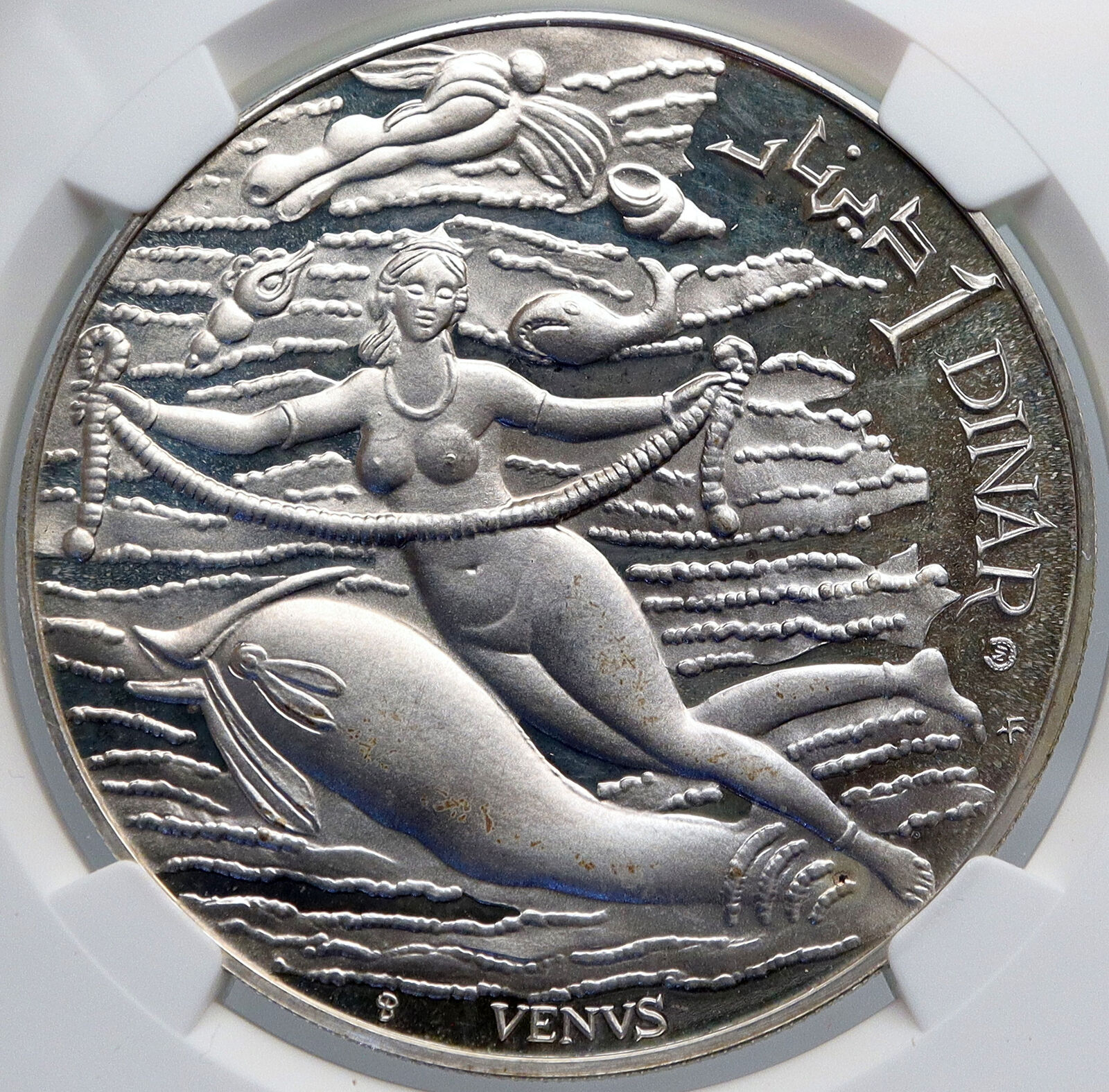 1969 TUNISIA History VENUS APHRODITE Vintage Proof Silver Dinar Coin NGC i89295