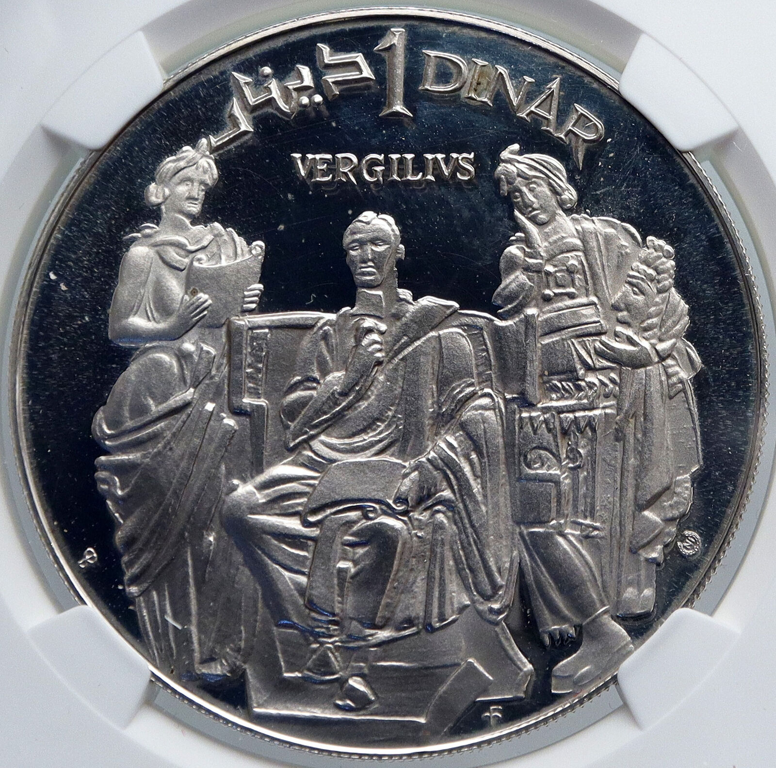 1969 TUNISIA History VIRGIL Vintage VERGILIUS Proof Silver Dinar Coin NGC i89290