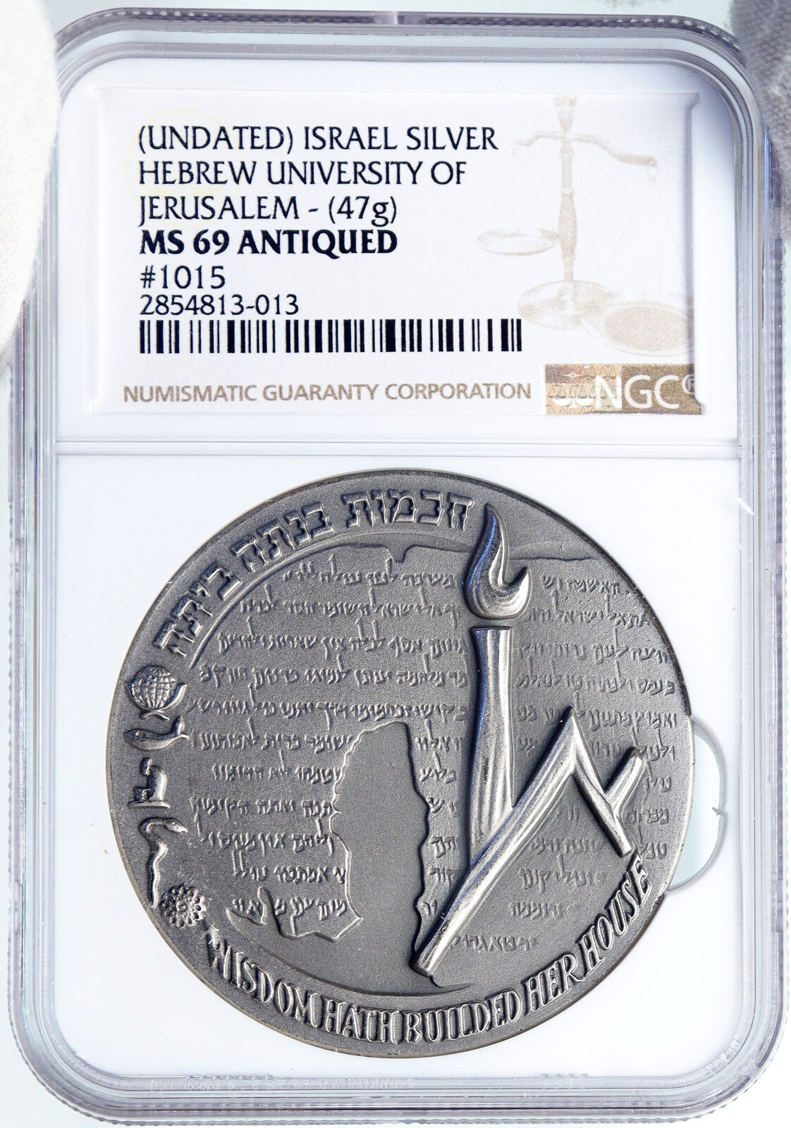 1965 ISRAEL Vintage HEBREW UNIVERSITY of JERUSALEM Old Silver Medal NGC i89343