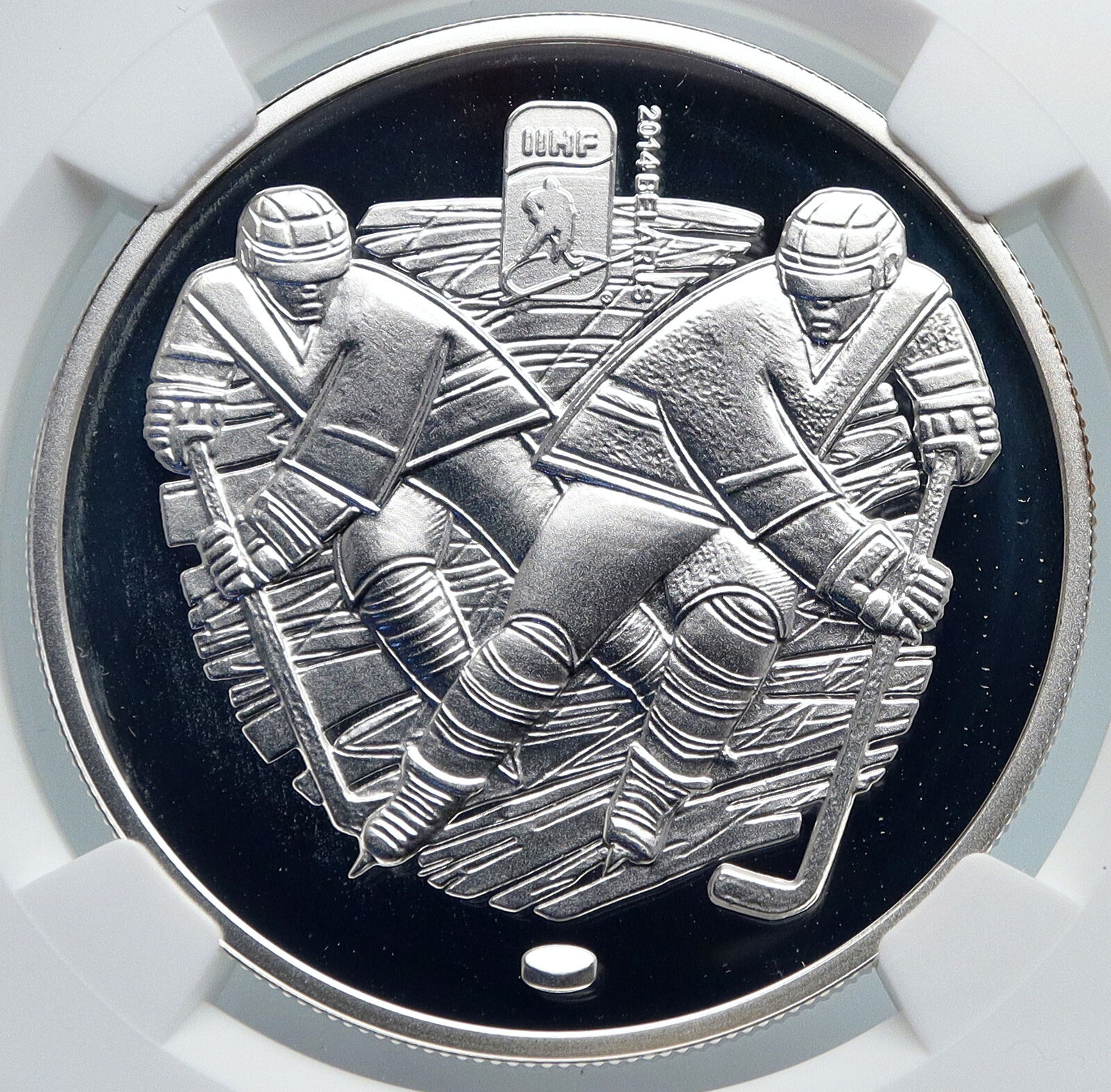 2012 BELARUS Ice Hockey Championship in MINSK Proof Silver 20R Coin NGC i89346