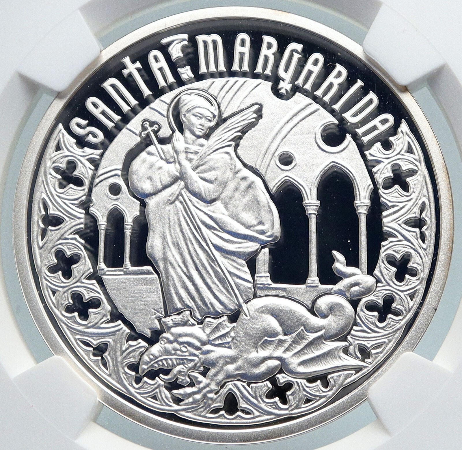 2011 ANDORRA Saint Margaret Slays DRAGON Proof Silver 10 Diners Coin NGC i89349