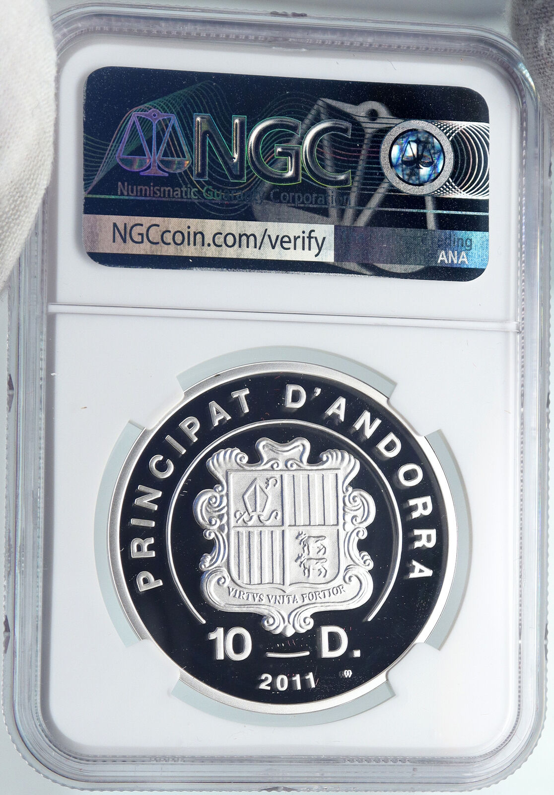 2011 ANDORRA Saint Margaret Slays DRAGON Proof Silver 10 Diners Coin NGC i89349