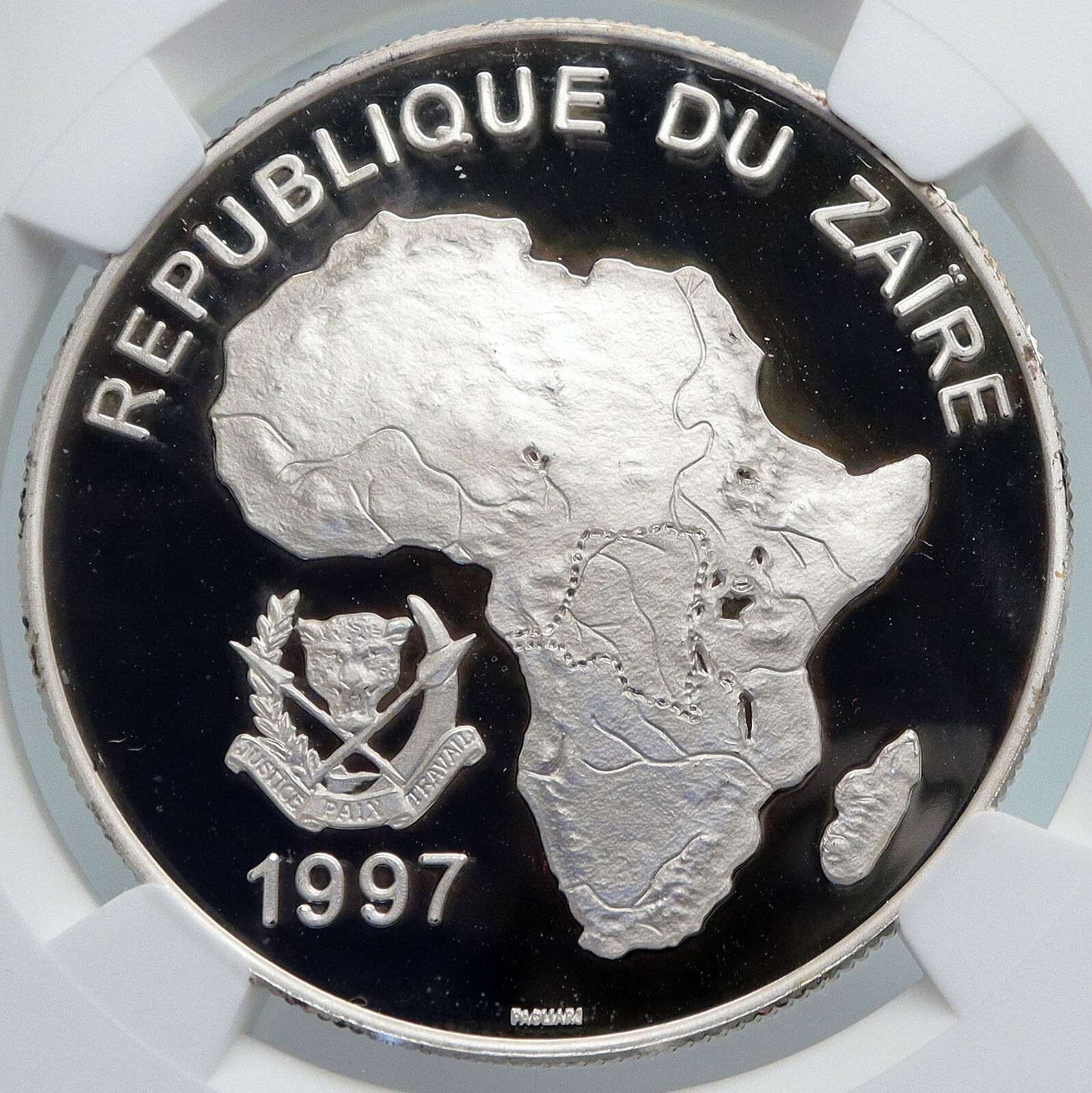 1997 ZAIRE CONGO Portugese Caravel OLD Proof Silver 1000 New ZRS Coin NGC i89354