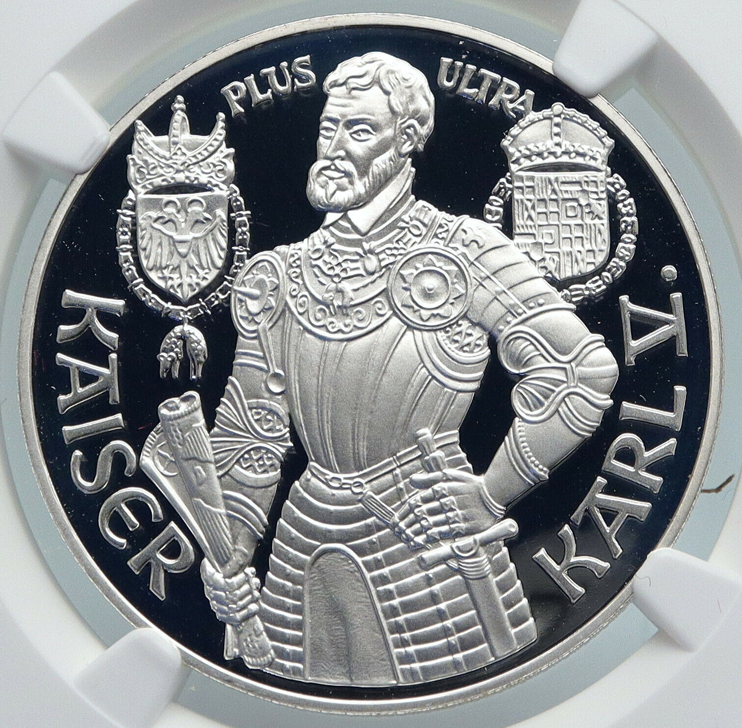 1992 AUSTRIA Emperor Karl V VINTAGE OLD Silver 100 Schilling Coin NGC i89353