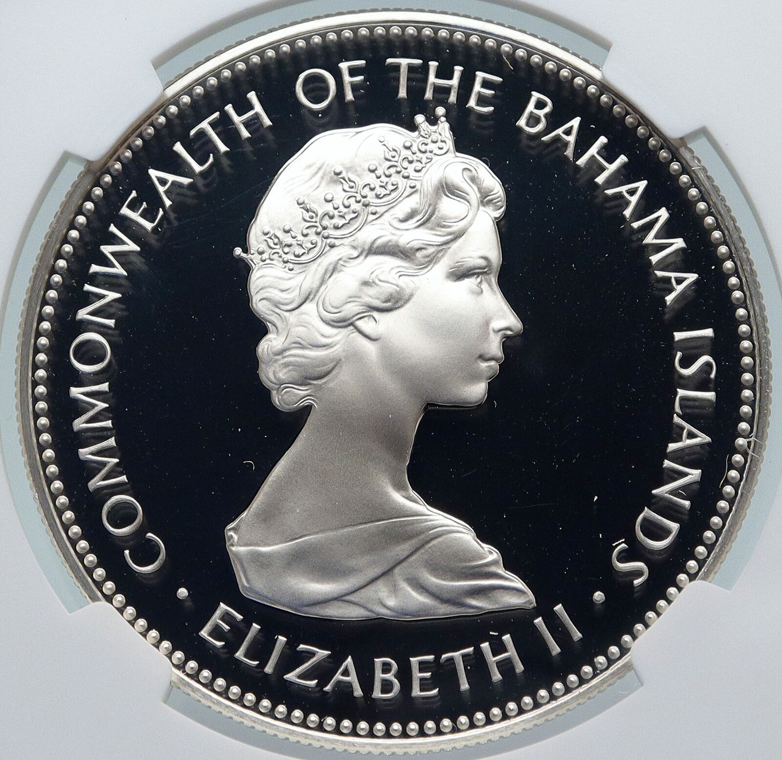 1972 The BAHAMAS Old Queen Elizabeth II FLAMINGO Proof Silver $2 Coin NGC i85450