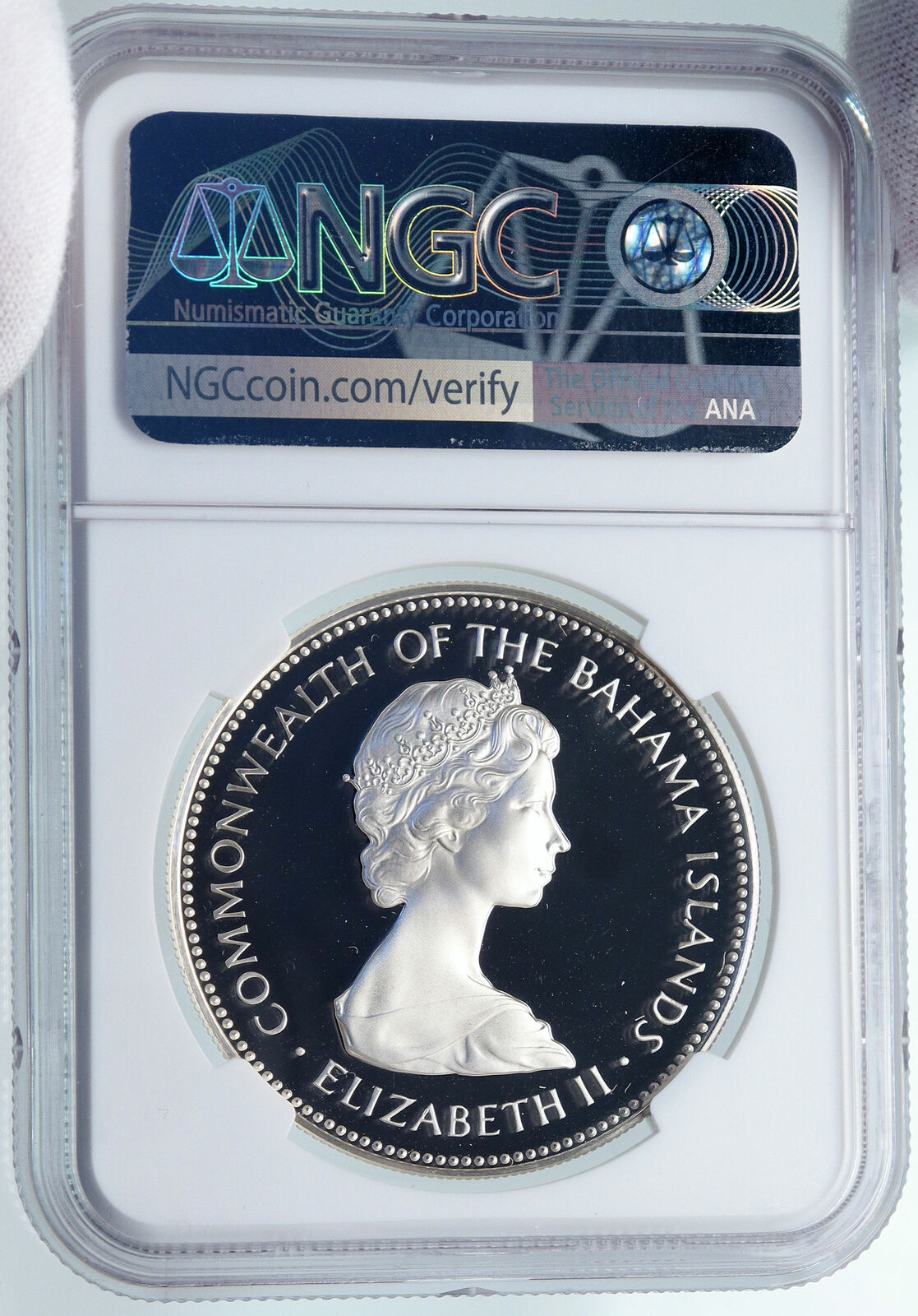 1972 The BAHAMAS Old Queen Elizabeth II FLAMINGO Proof Silver $2 Coin NGC i85450