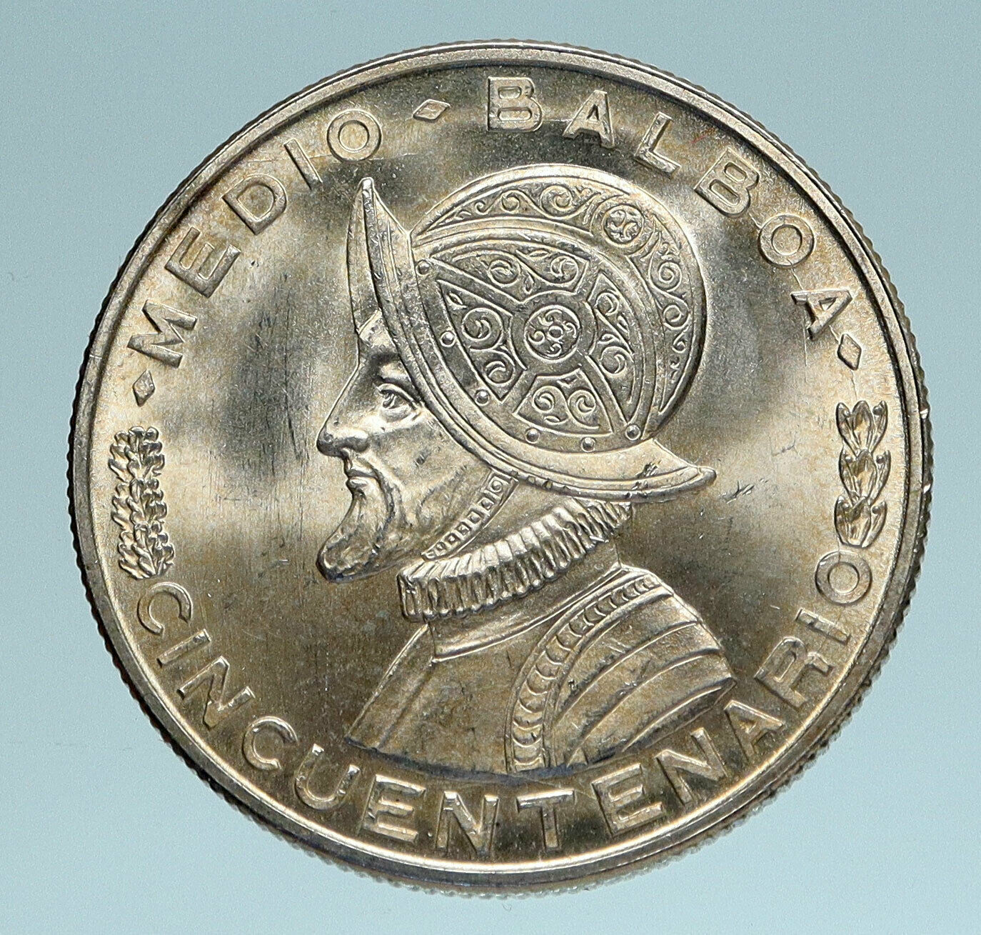 1953 PANAMA Spanish Conquistador Hero Genuine Silver 1/2 BALBOA Coin i83445