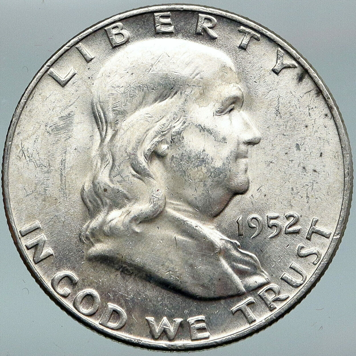 1952 USA Benjamin Franklin w LIBERTY BELL Vintage Silver Half Dollar Coin i88297