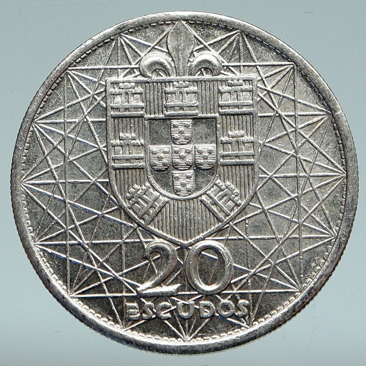 1966 PORTUGAL w Opening of SALAZAR BRIDGE Antique Silver 20 Escudos Coin i89366