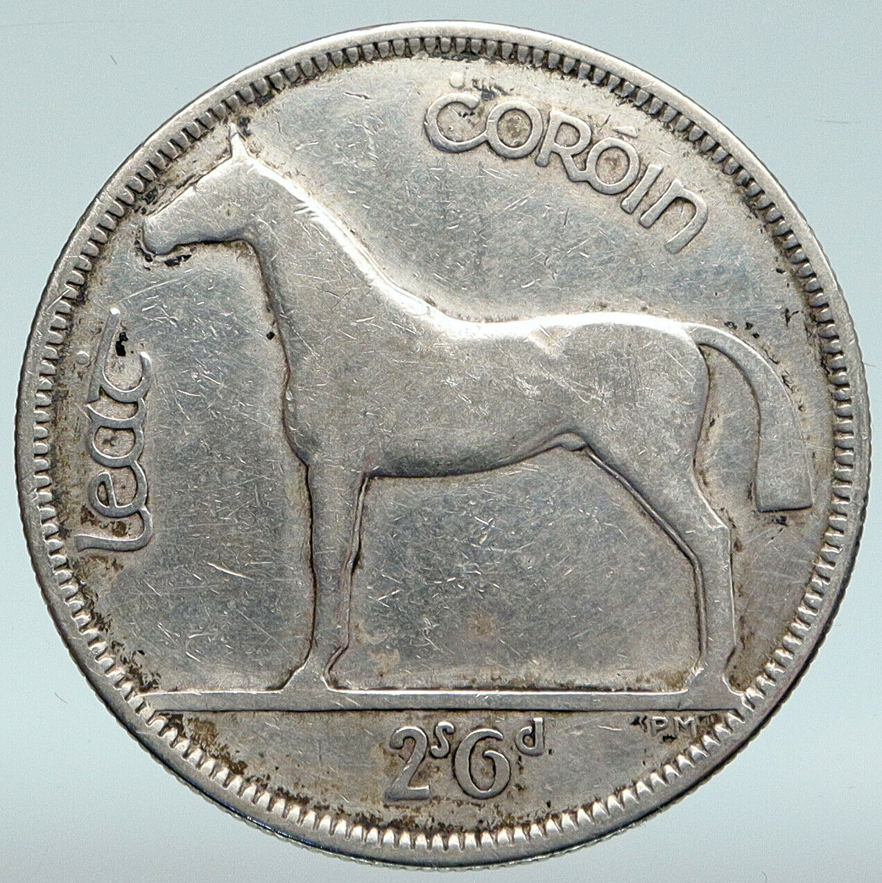 1928 IRELAND Silver HORSE and LYRE HARP Vintage OLD Antique IRISH 2S Coin i89364