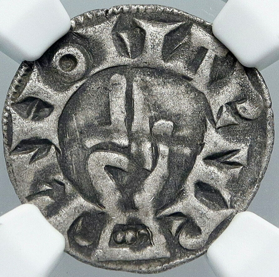 1200AD FRANCE Archbishopric BESANCON Old Silver Denier Medieval NGC Coin i88557