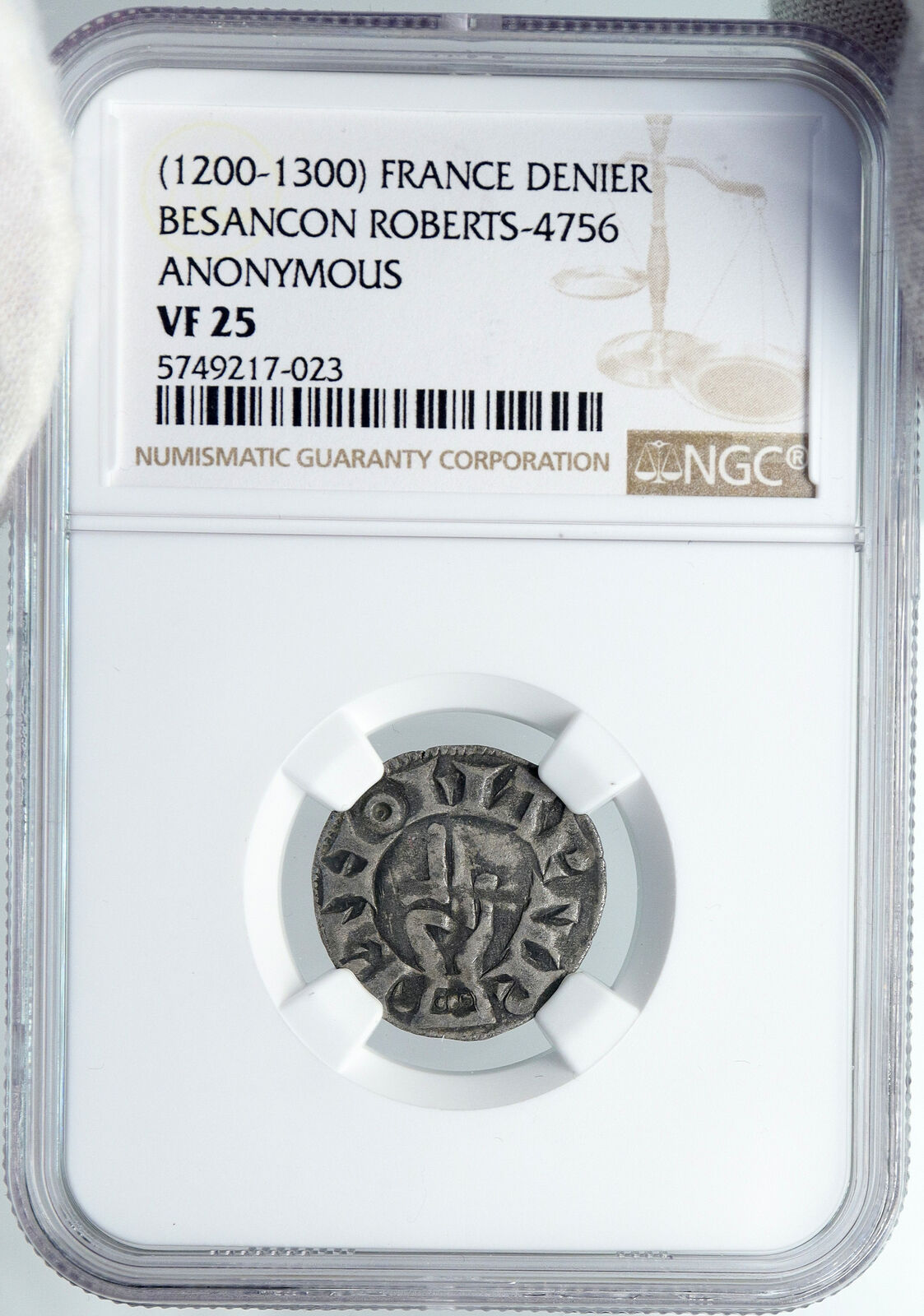 1200AD FRANCE Archbishopric BESANCON Old Silver Denier Medieval NGC Coin i88557