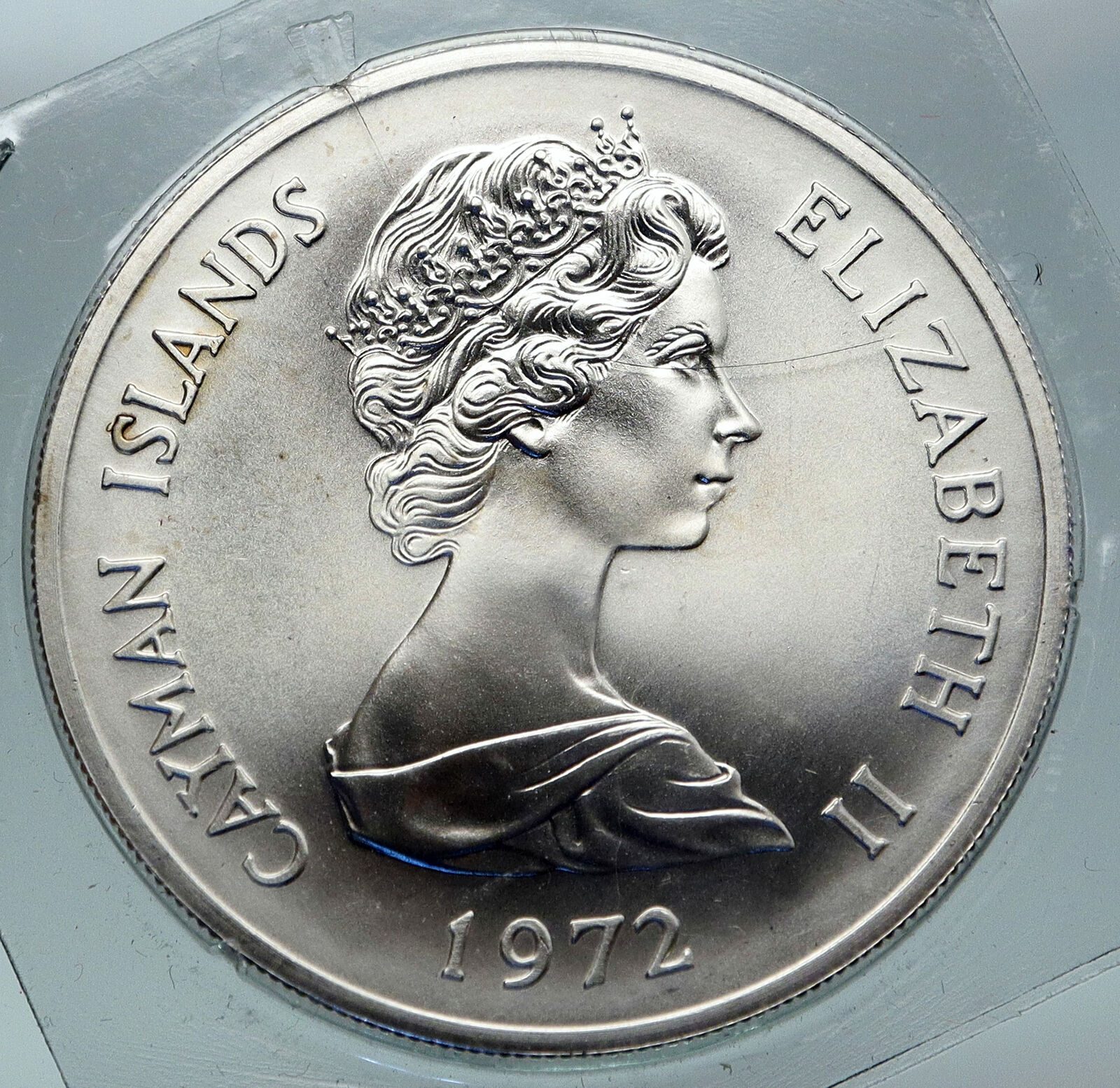 1972 CAYMAN ISLANDS UK Queen Elizabeth II VINTAGE Silver Wedding $25 Coin i86907