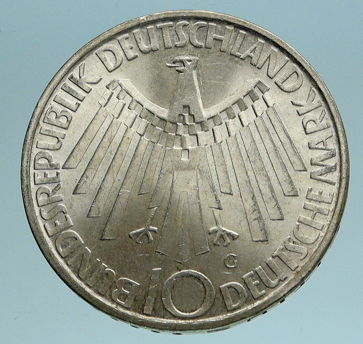 1972 Germany Munich Summer Olympic Antique Antique Silver 10 Mark Coin i83344