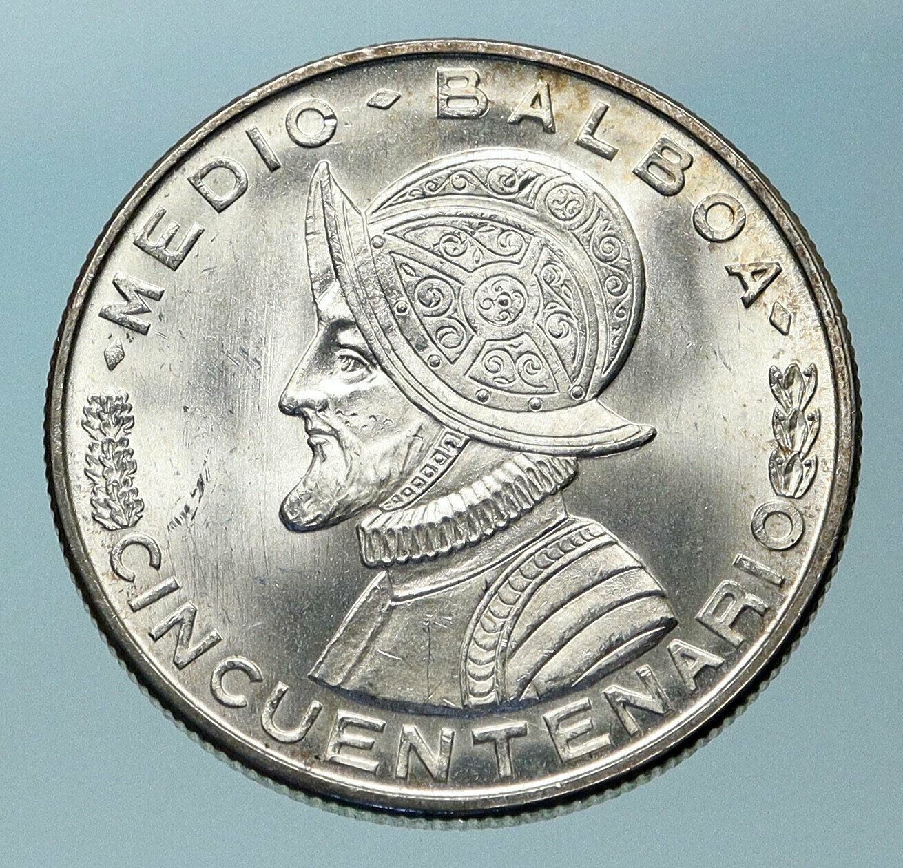 1953 PANAMA Spanish Conquistador Hero Genuine Silver 1/2 BALBOA Coin i83870