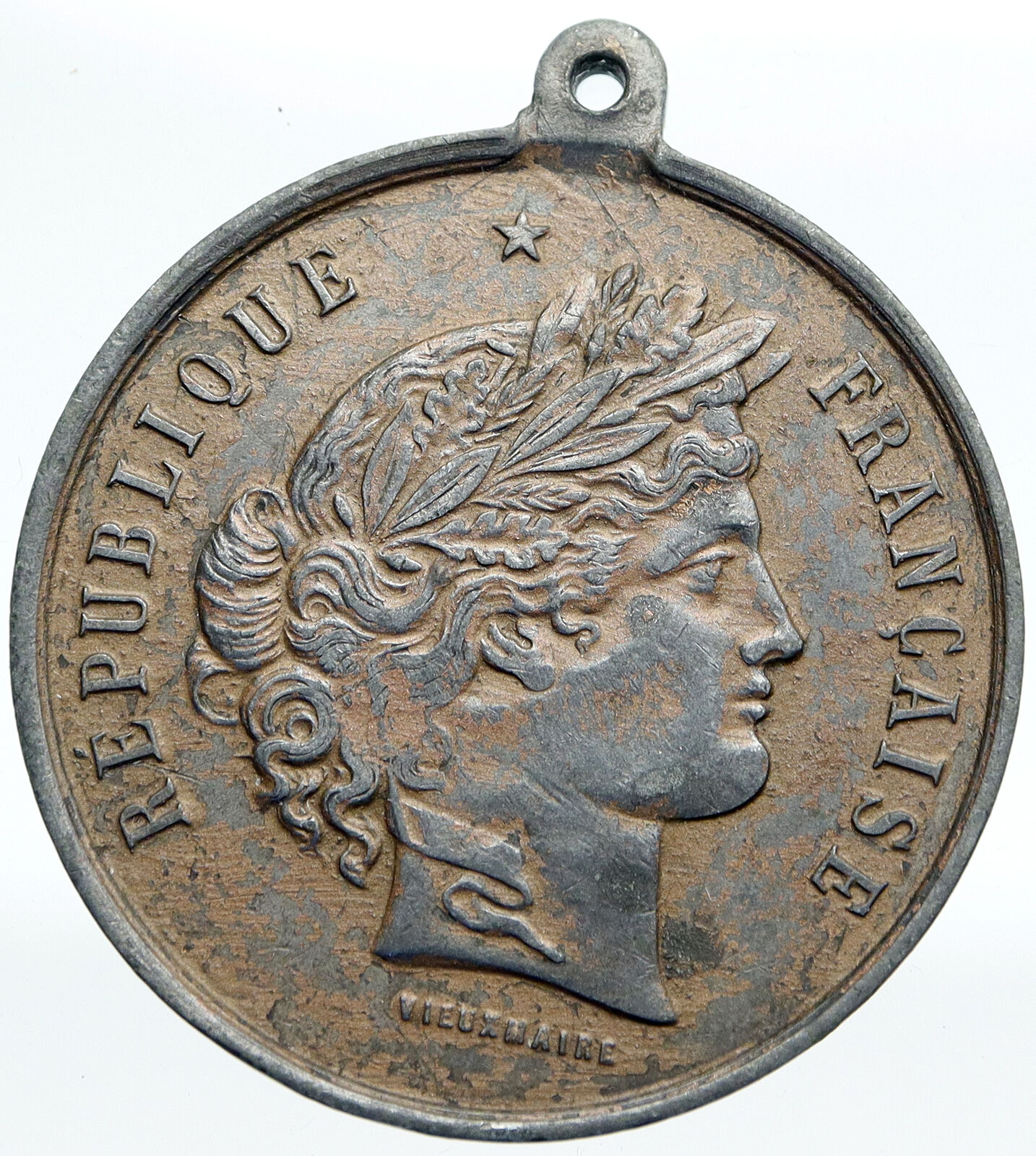 1887 FRANCE Lottery Souvenir LIBERTY WORLD's FAIR Vintage FRENCH Medal i89413