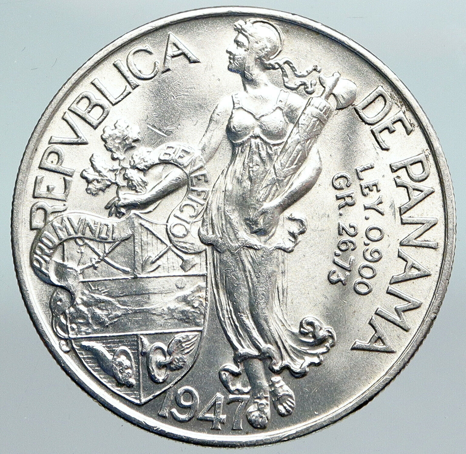 1947 PANAMA Large CONQUISTADOR BALBOA Liberty Vintage OLD Silver Coin i90041