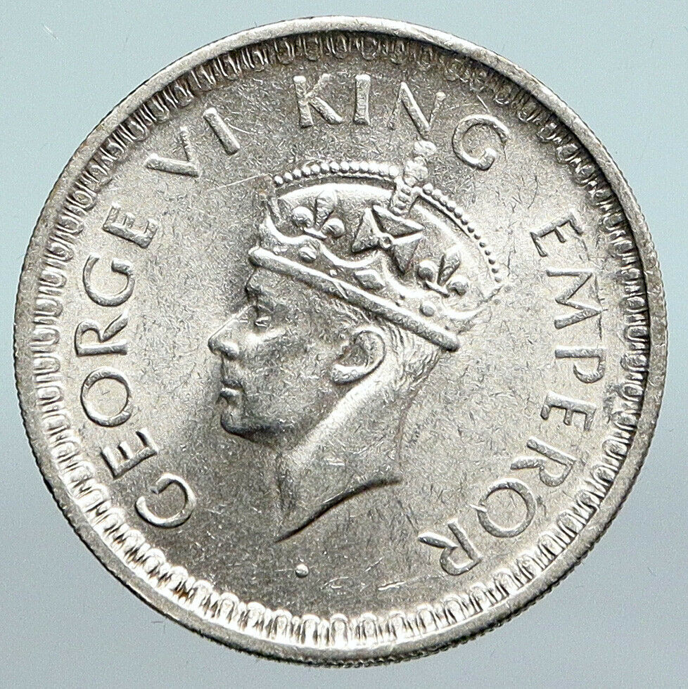 1944 INDIA States UK King George VI ANTIQUE Silver 1/2 RUPEE Indian Coin i90037