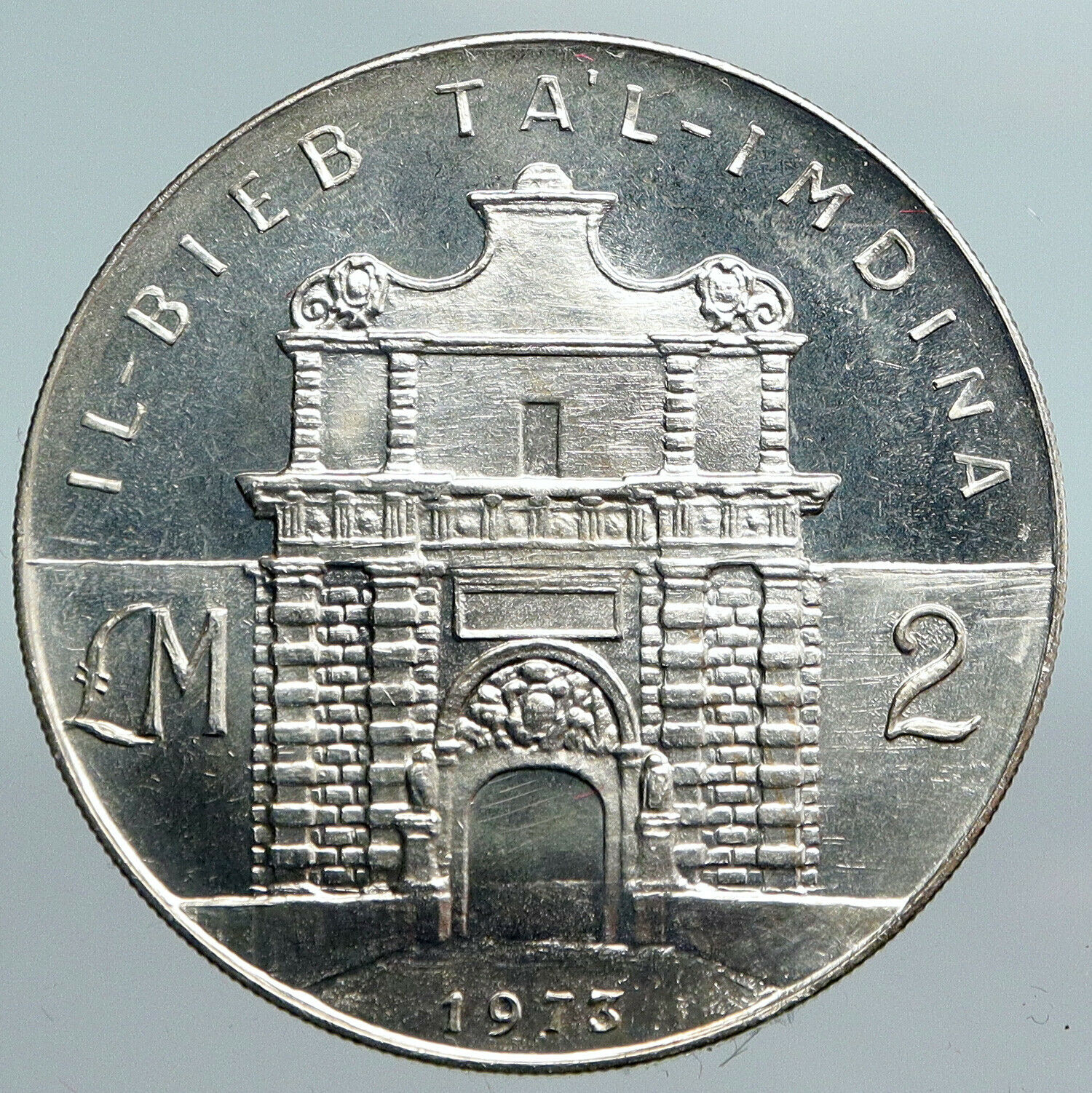 1973 MALTA Mdina Gate LIKE on Game of Thrones Kings Landing Silver Coin i90086