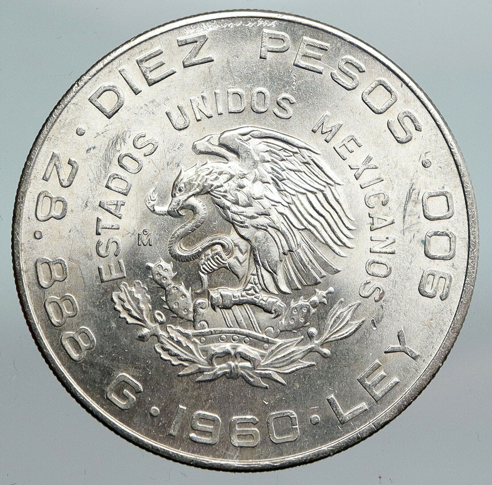 1960 Mexican 150Y WAR OF INDEPENDENCE Hidalgo Madero Silver 10 Pesos Coin i90062