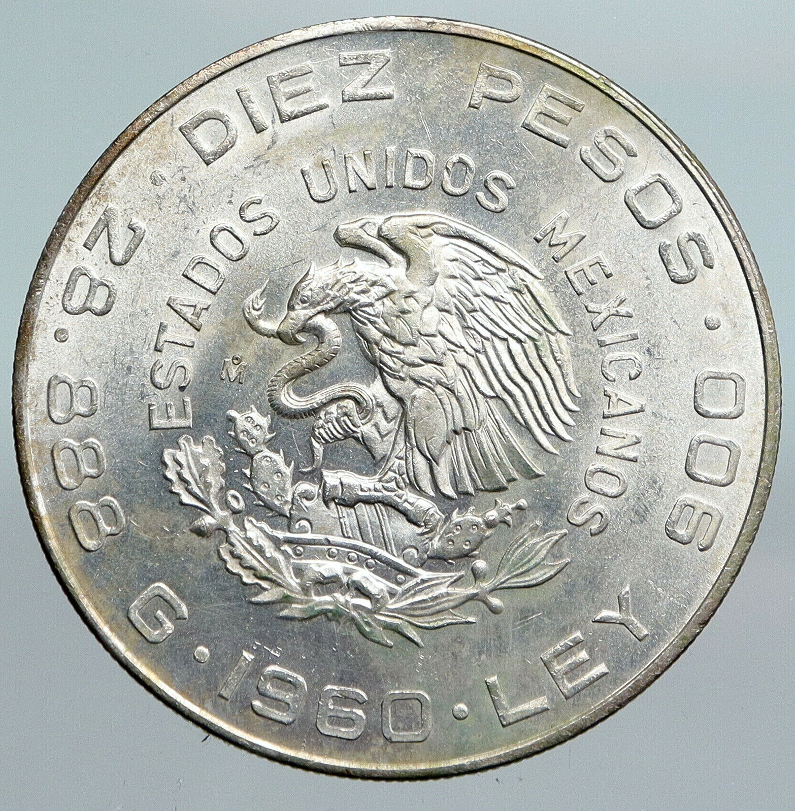 1960 Mexican 150Y WAR OF INDEPENDENCE Hidalgo Madero Silver 10 Pesos Coin i90082