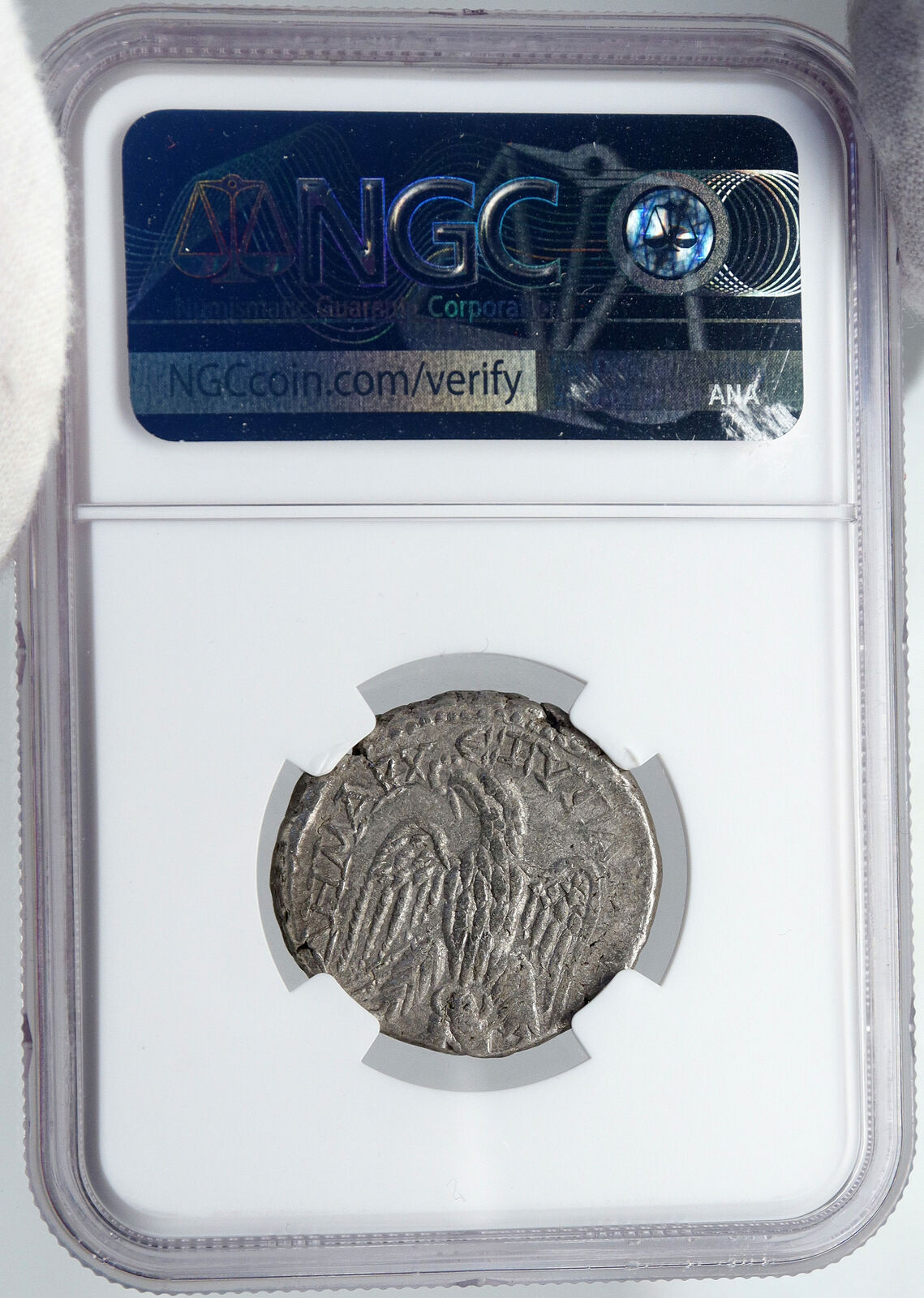 MACRINUS Authentic Ancient TETRADRACHM Roman Greek Aradus Coin EAGLE NGC i87718