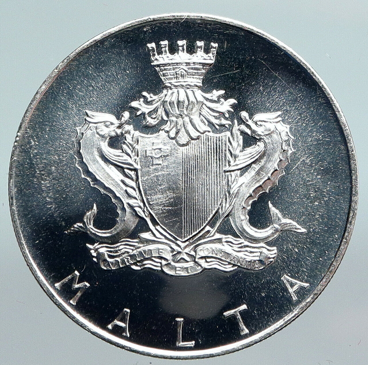 1974 MALTA Author Francesco Abela VINTAGE Old PROOF Silver 2 Liri Coin i90085