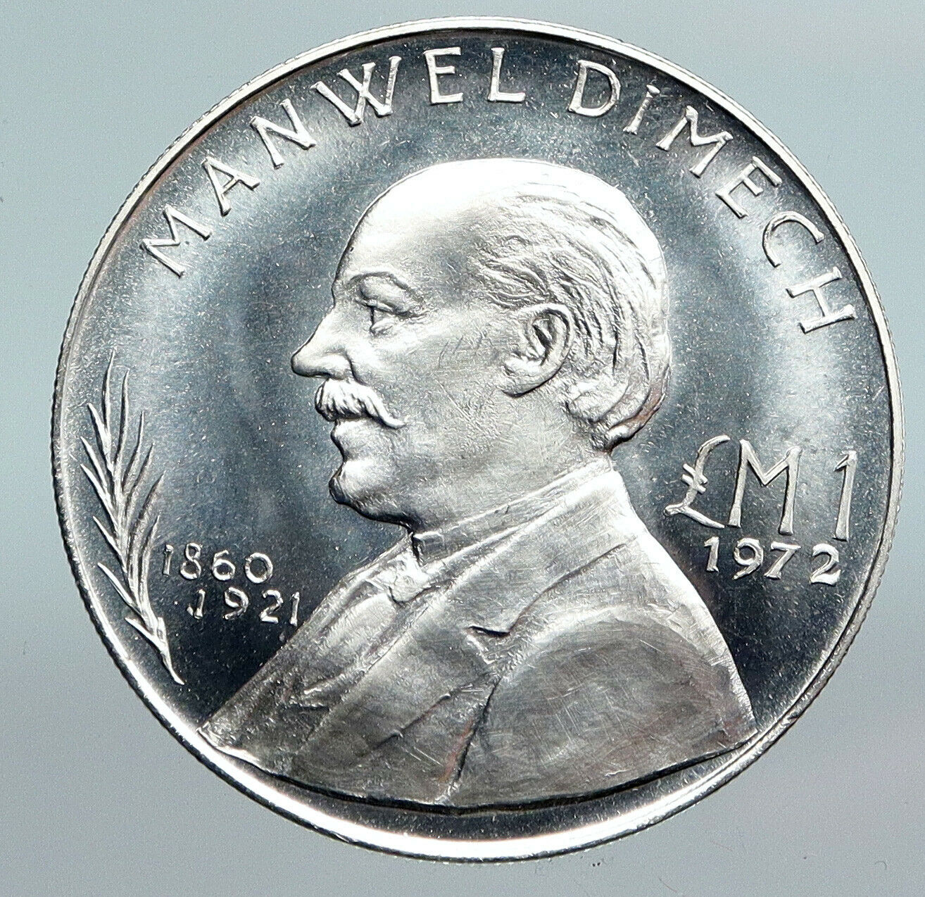 1972 MALTA Manwel Dimech Philosophy Author OLD VINTAGE Silver Lira Coin i90088