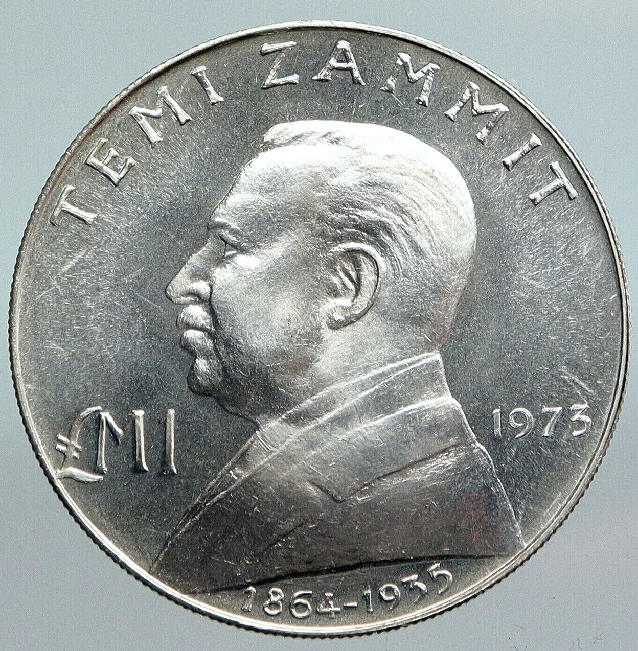 1975 MALTA Sir TEMI ZAMMIT Archeology History VINTAGE Silver Lira Coin i90087