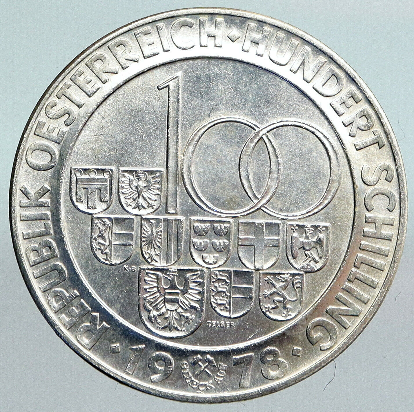 1978 AUSTRIA City of Villach Founding Genuine Silver 100 Shilling Coin i90104