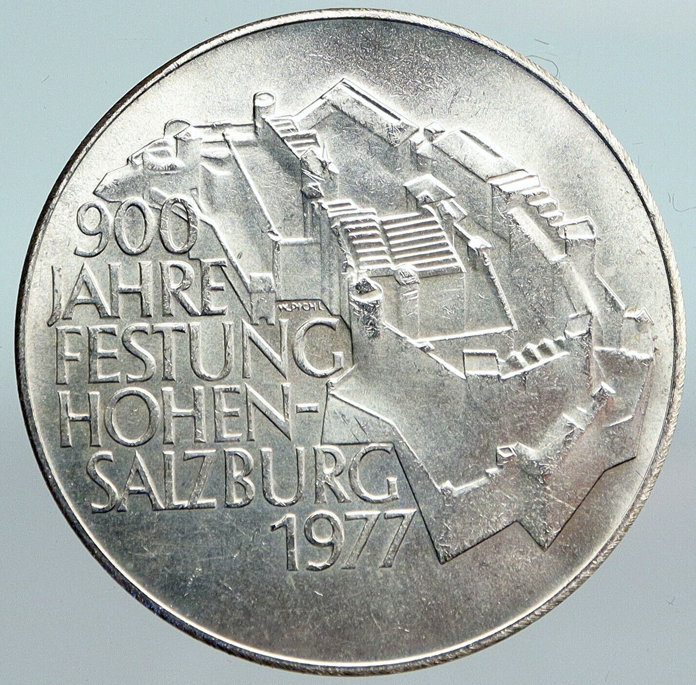 1977 AUSTRIA Hohensalzburg Castle in SALZBURG - Silver 100 Schilling Coin i90103