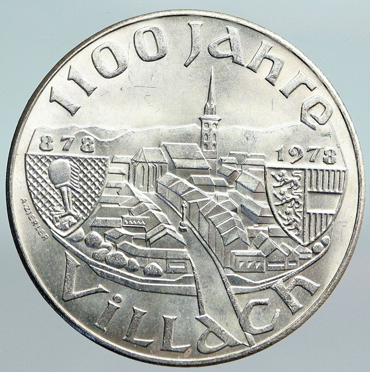 1978 AUSTRIA City of Villach Founding Genuine Silver 100 Shilling Coin i90096