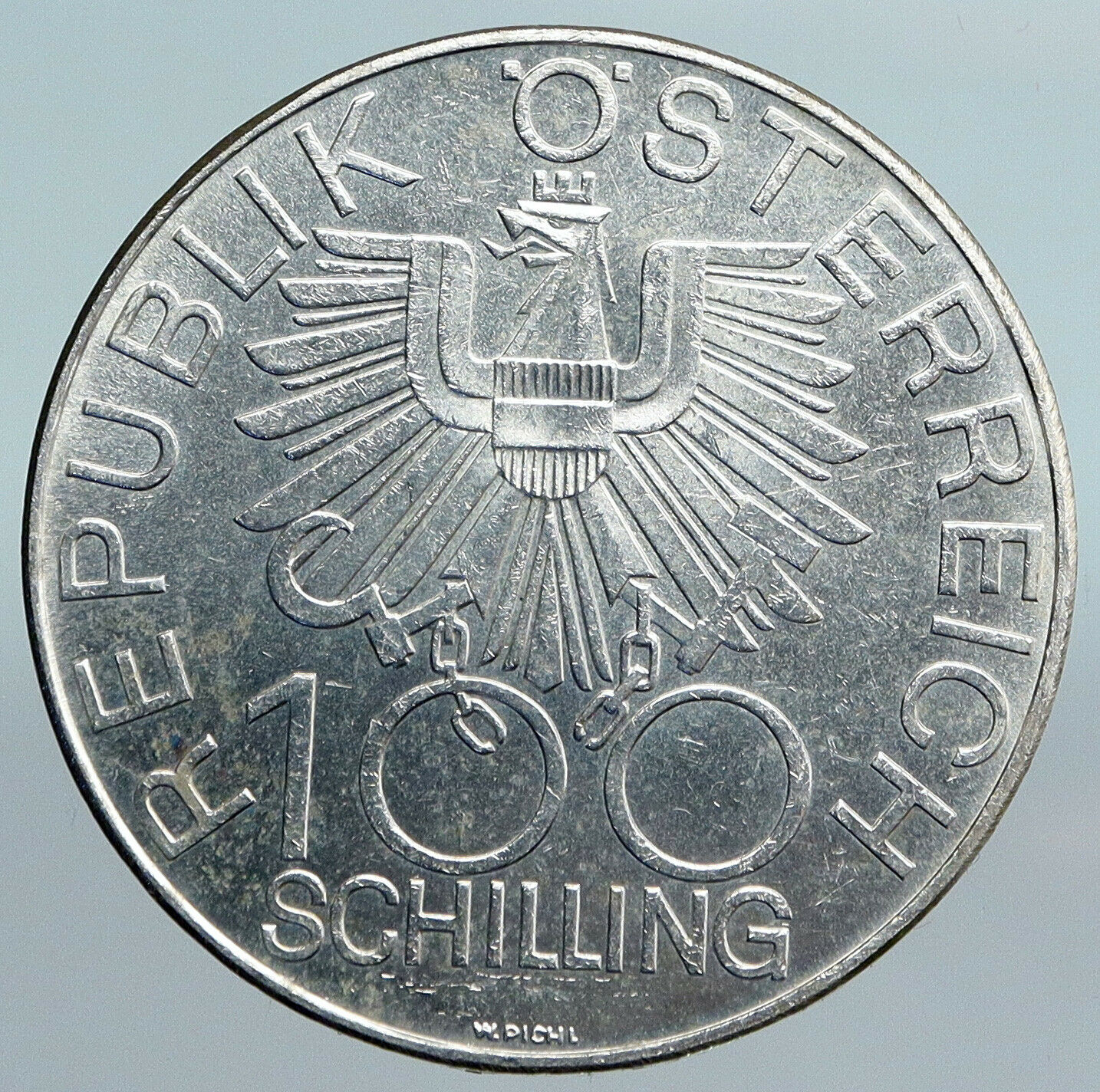 1979 AUSTRIA Inn District Buildings VINTAGE OLD Silver 100 Schilling Coin i90090