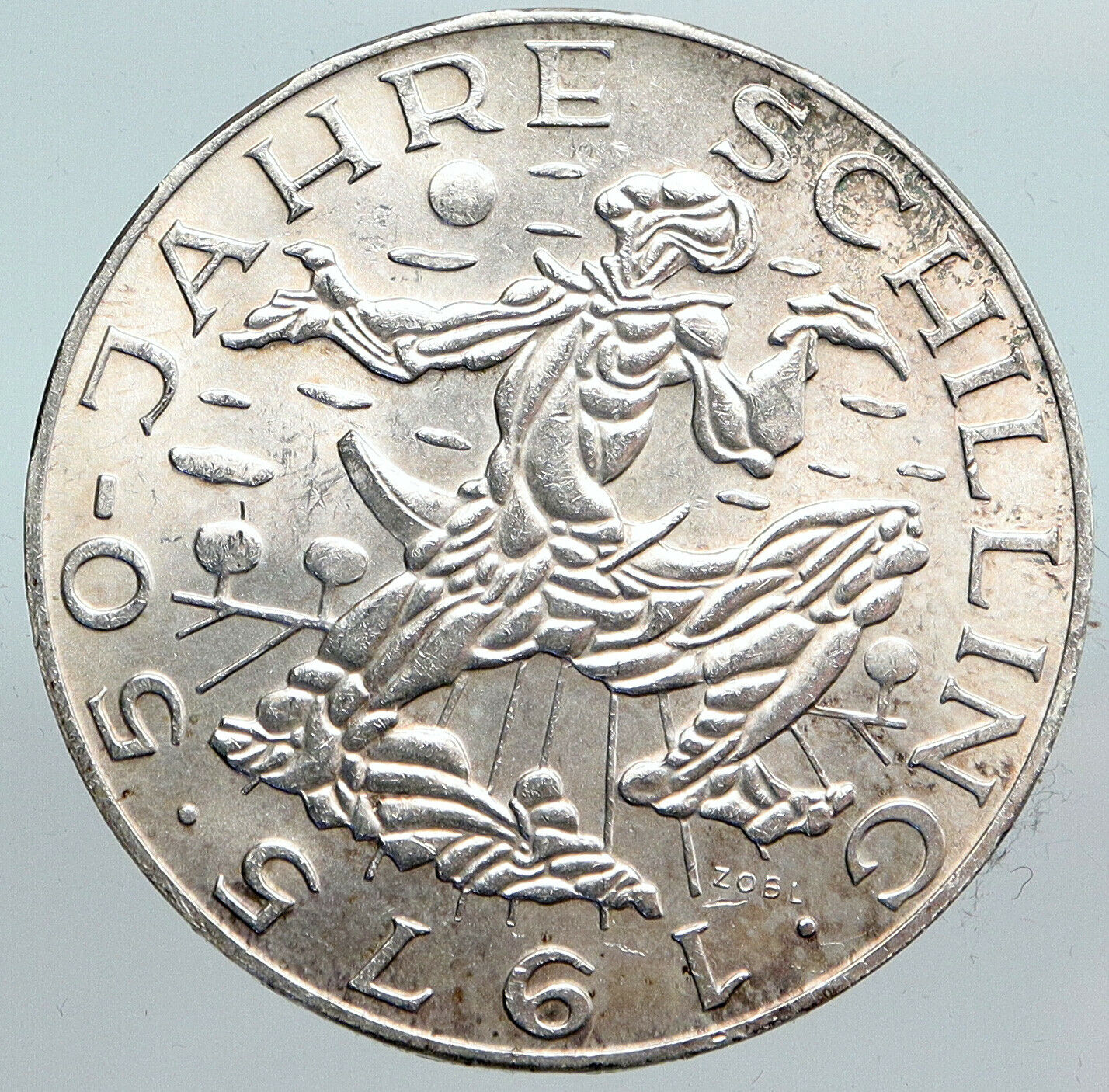 1975 AUSTRIA - Large Sower Field Imperial Eagle SILVER 100 Schilling Coin i90109