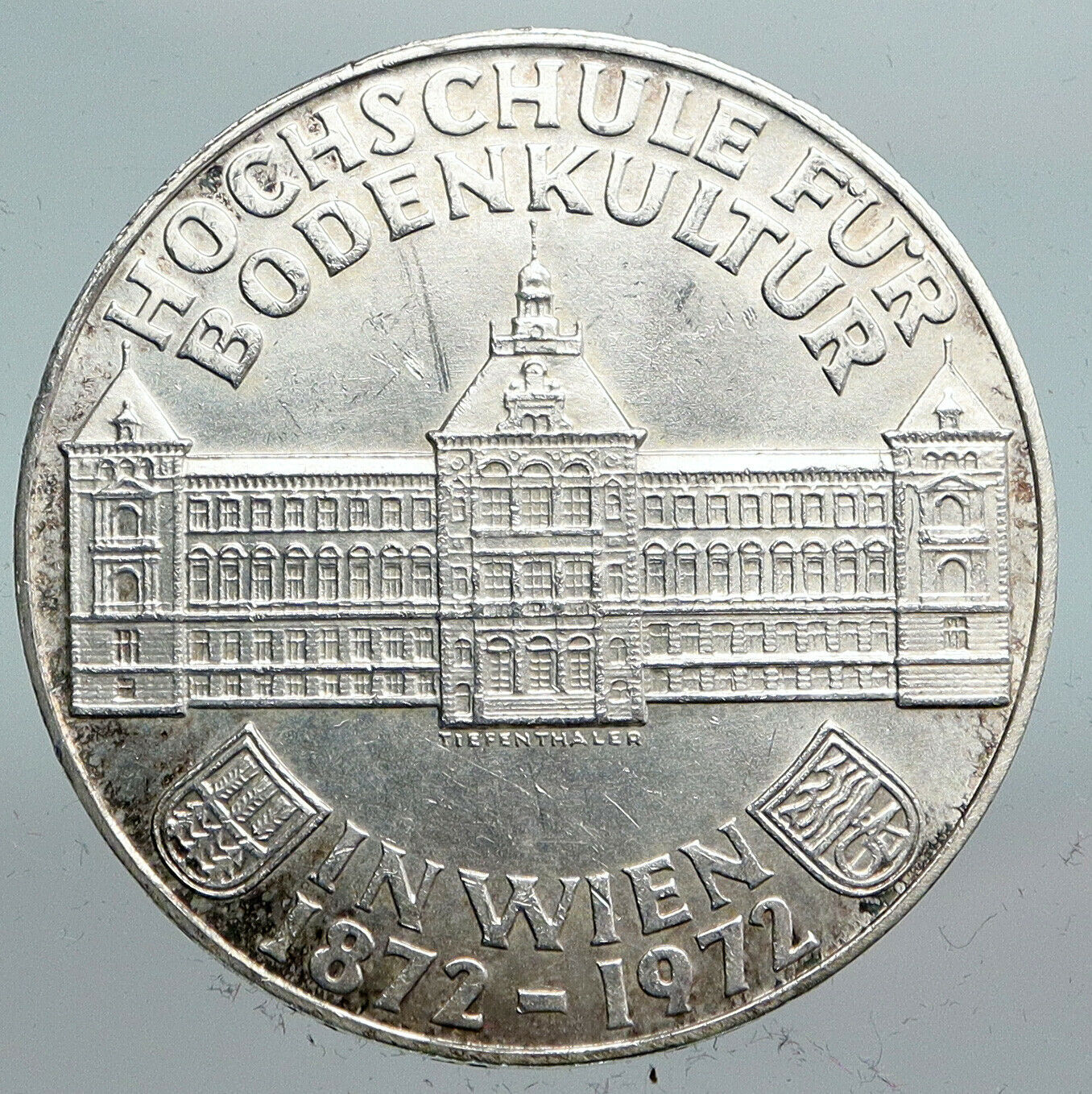 1972 AUSTRIA w National Bank Building Silver 50 Shillings Austrian Coin i90114