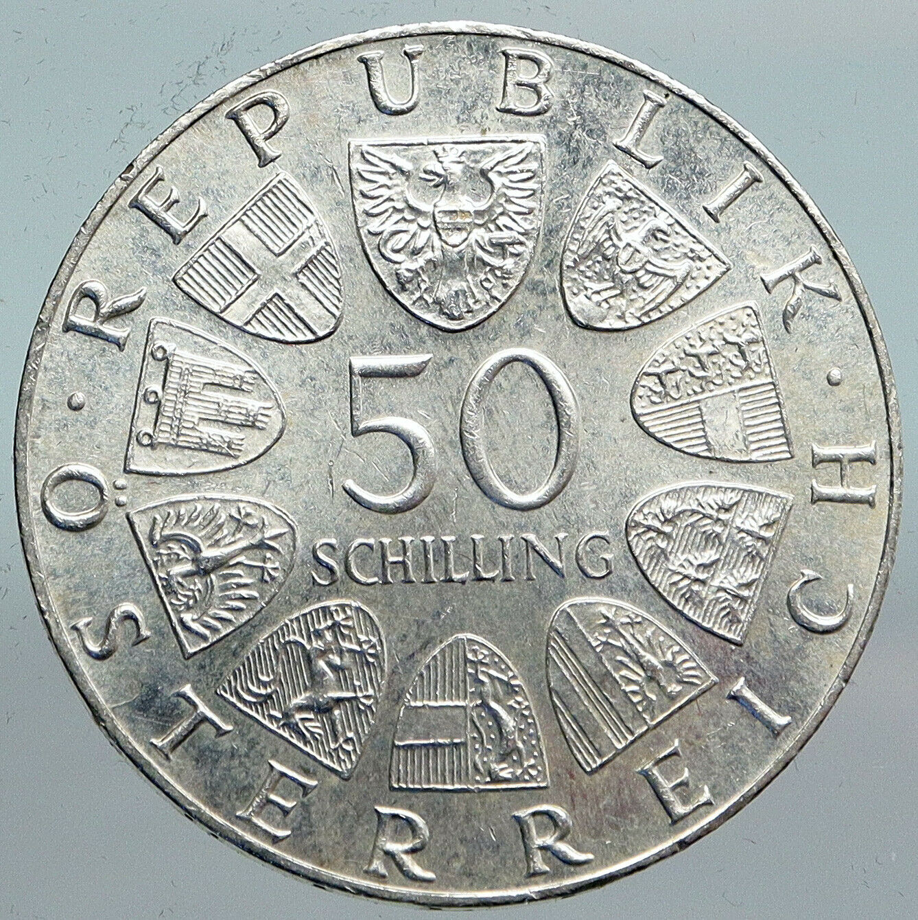 1974 AUSTRIA Austrian POLICE FORCE VINTAGE Old Silver 50 Shilling Coin i90116