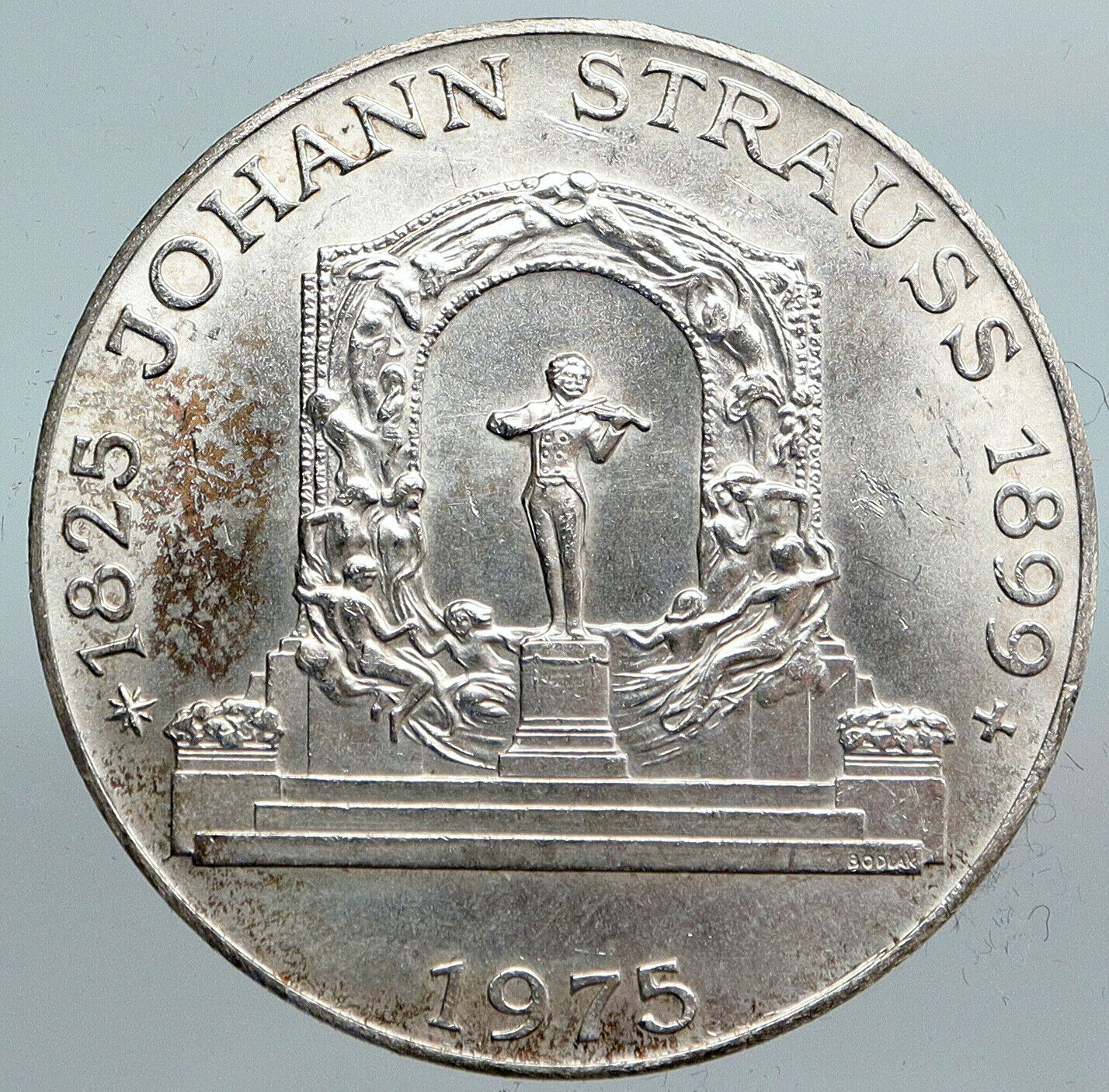 1975 AUSTRIA Johann Strauss Composer OLD Genuine Silver 100 Shilling Coin i90107